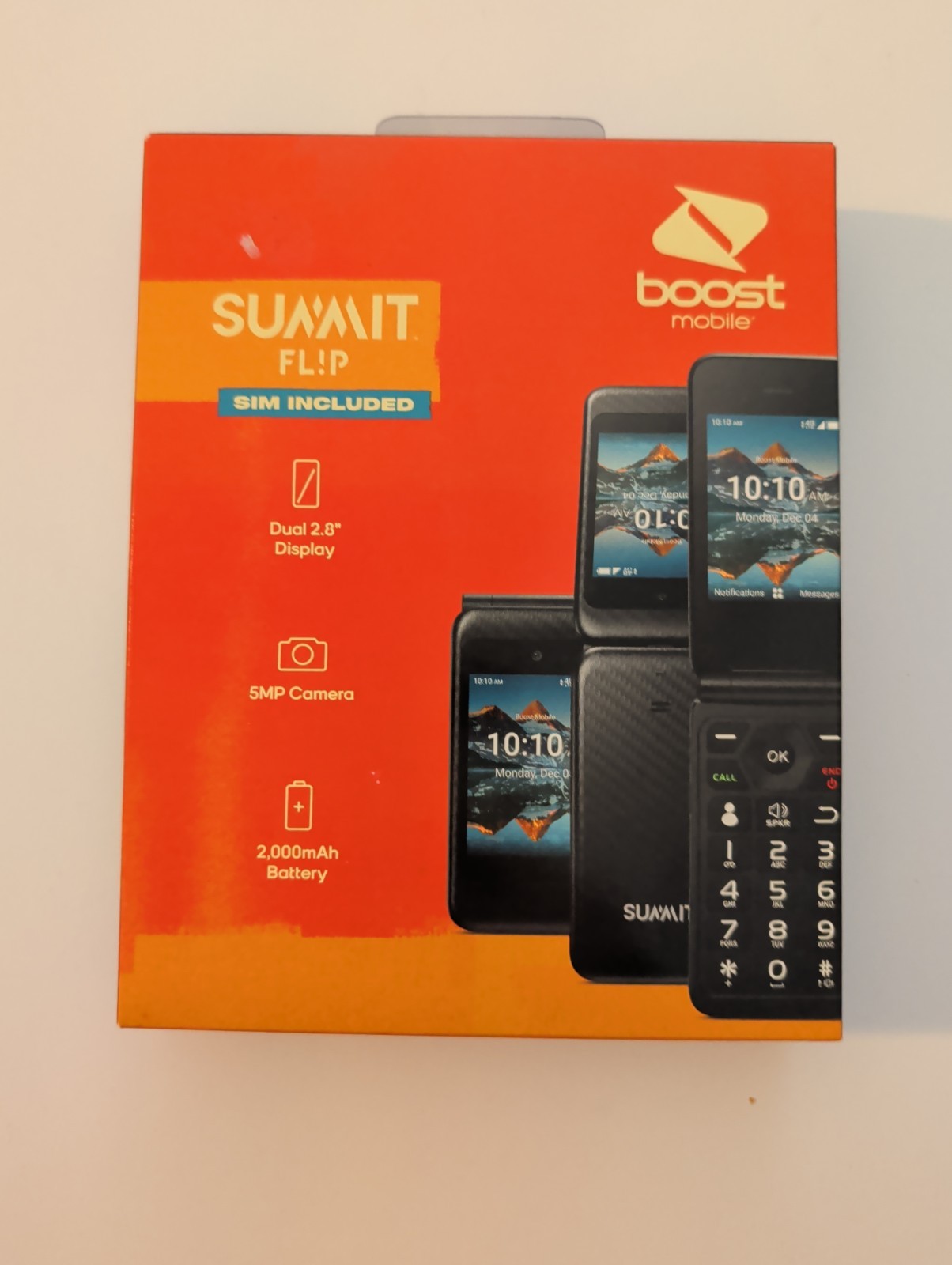 Locked To Boost Mobile Prepaid Summit Flip Phone 8GB 5MP 2.8” BRAND NEW SEALED!