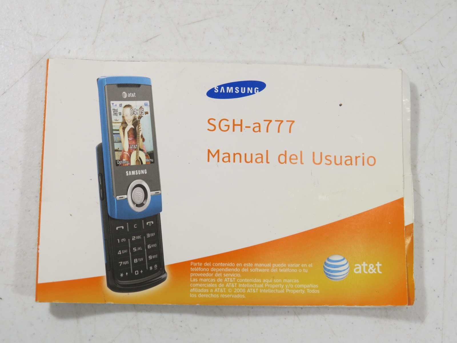Samsung SGH-A777 GSM Blue Bluetooth 1.3MP 2.3″ Screen AT&T Slider Phone Manual