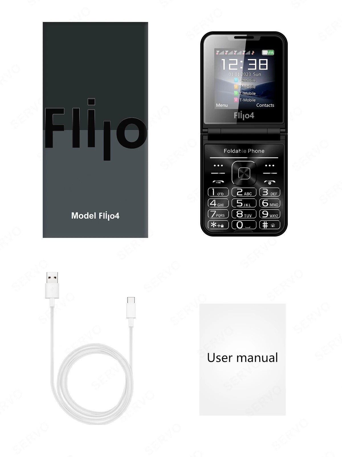 SERVO Unlocked 4 SIM Card Slots Mini Foldable Mobile Cell Phones NEW Dialer