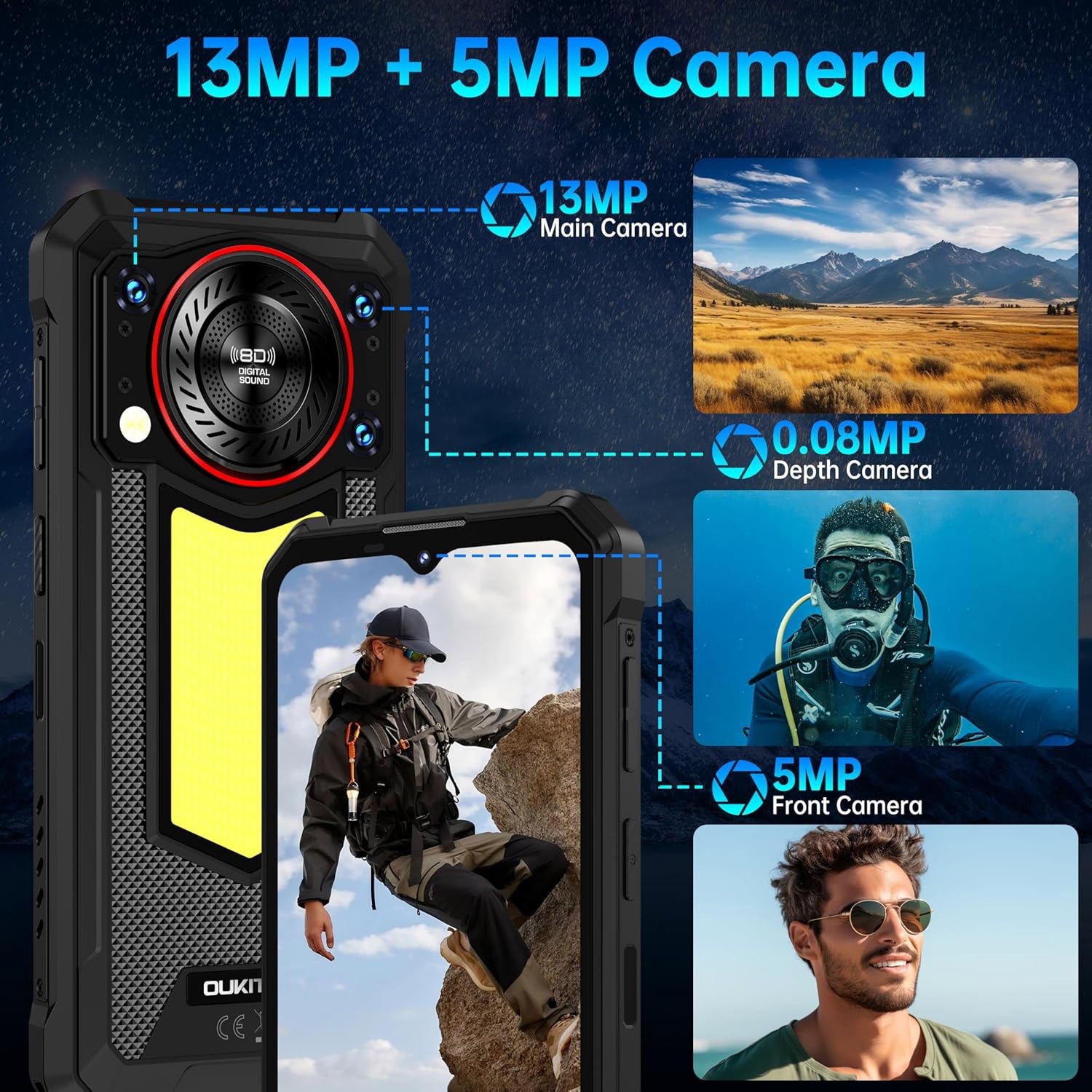 OUKITEL WP53S Rugged Smartphone 11000mAh Battery 16B+128GB 6.52″ FHD+ IP68/IP69K