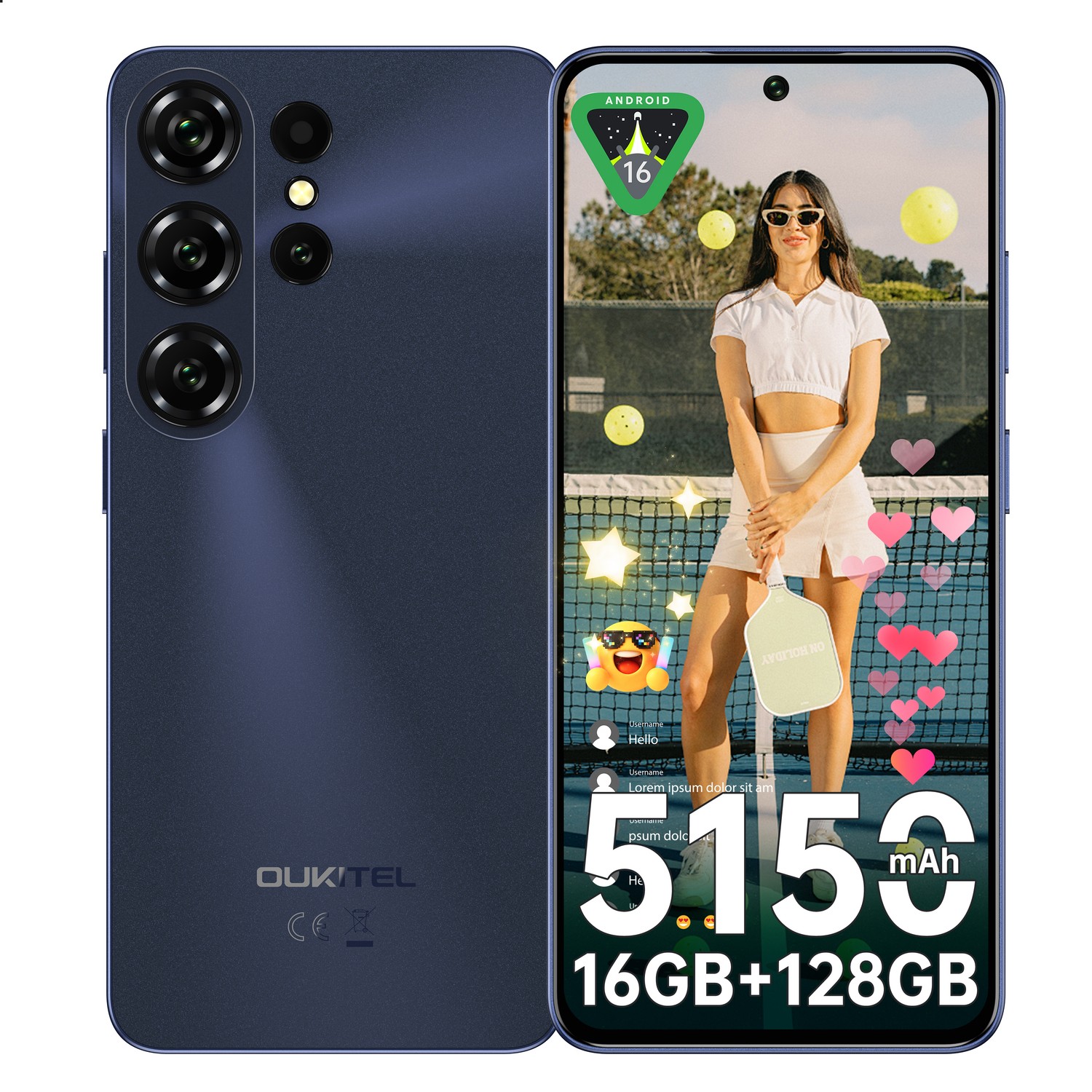 OUKITEL C26 Cell Phone T-Mobile Android 16 24GB+128GB 5150mAh 2-Year Warranty