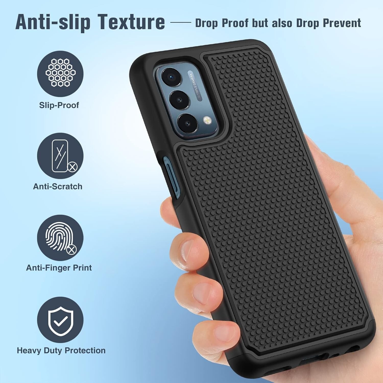 For OnePlus Nord N200 5G 6.49inch Black Armor Case Dual Layer Heavy-Duty