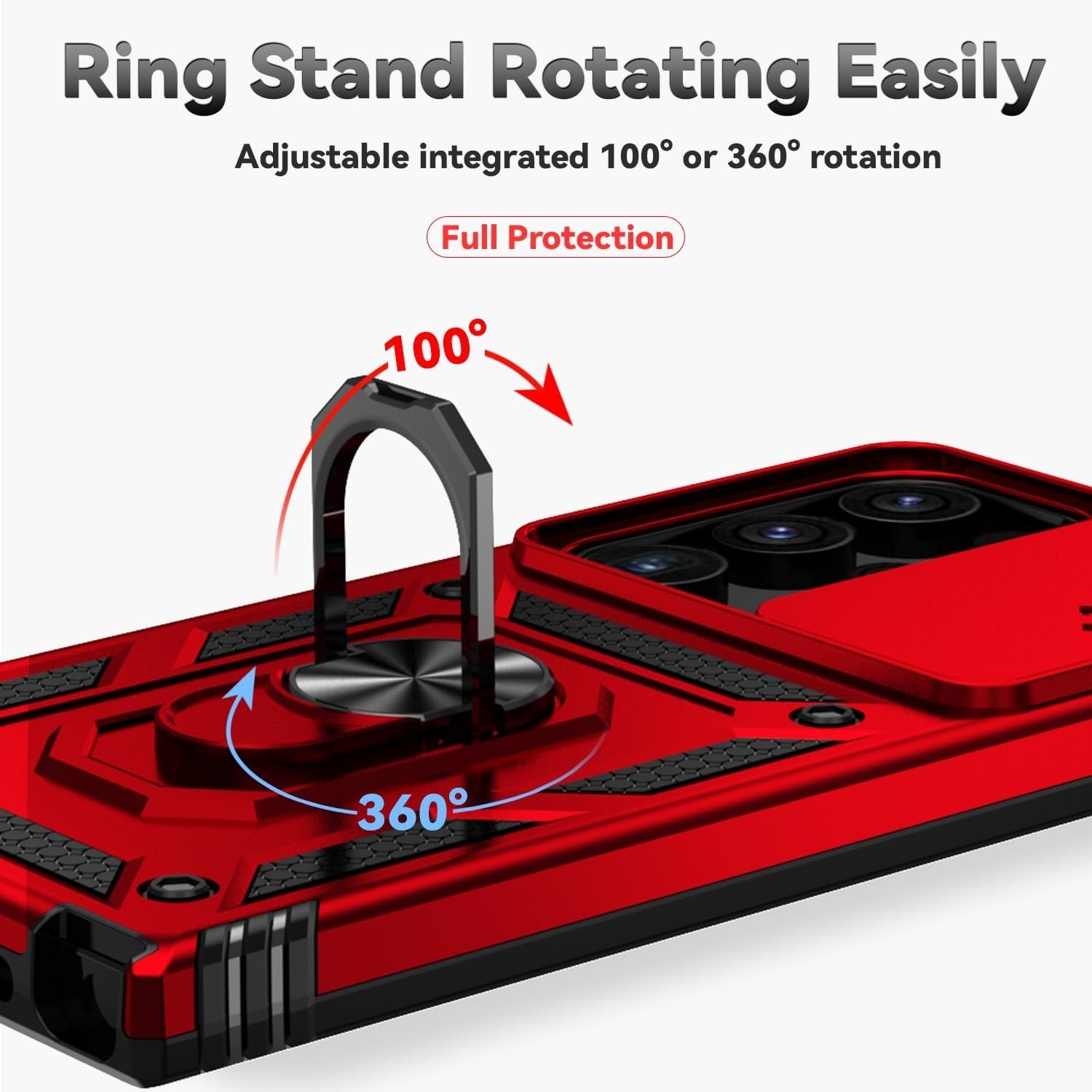 Case for Samsung Galaxy S24 Ultra w/ Kickstand and Slide Camera Cover Phone Case