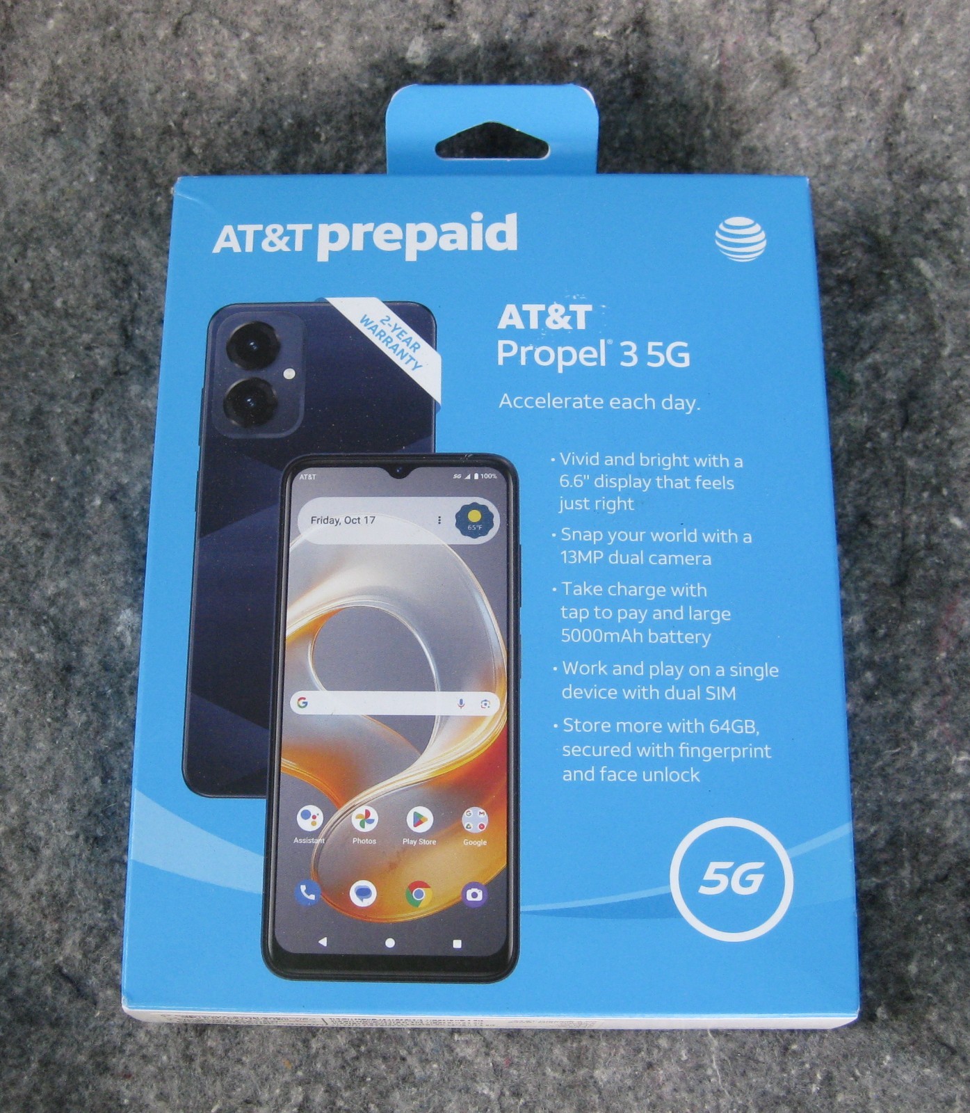 Propel 3 5G, 64GB, Midnight Blue – At&t Prepaid Smartphone – Brand New Sealed