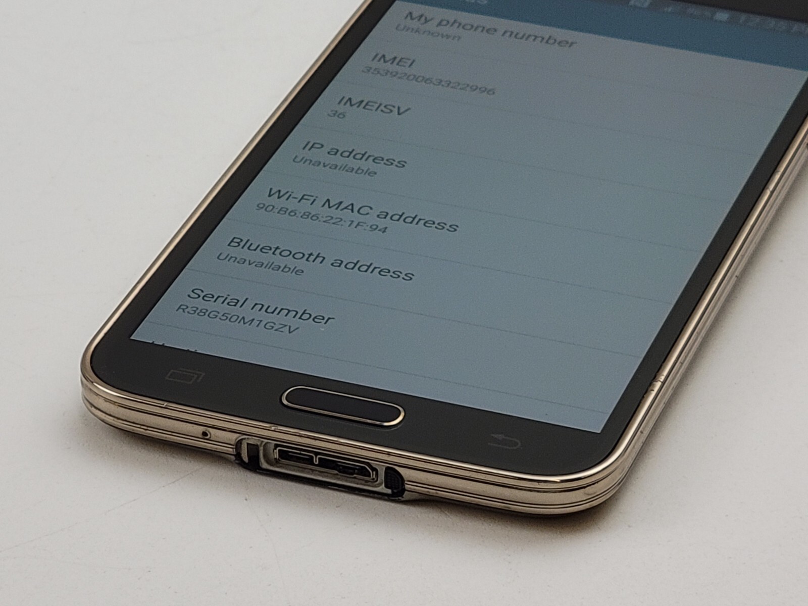Samsung Galaxy S5 (SM-G900A) 16GB – Copper Gold (AT&T) – Clean IMEI – J8828