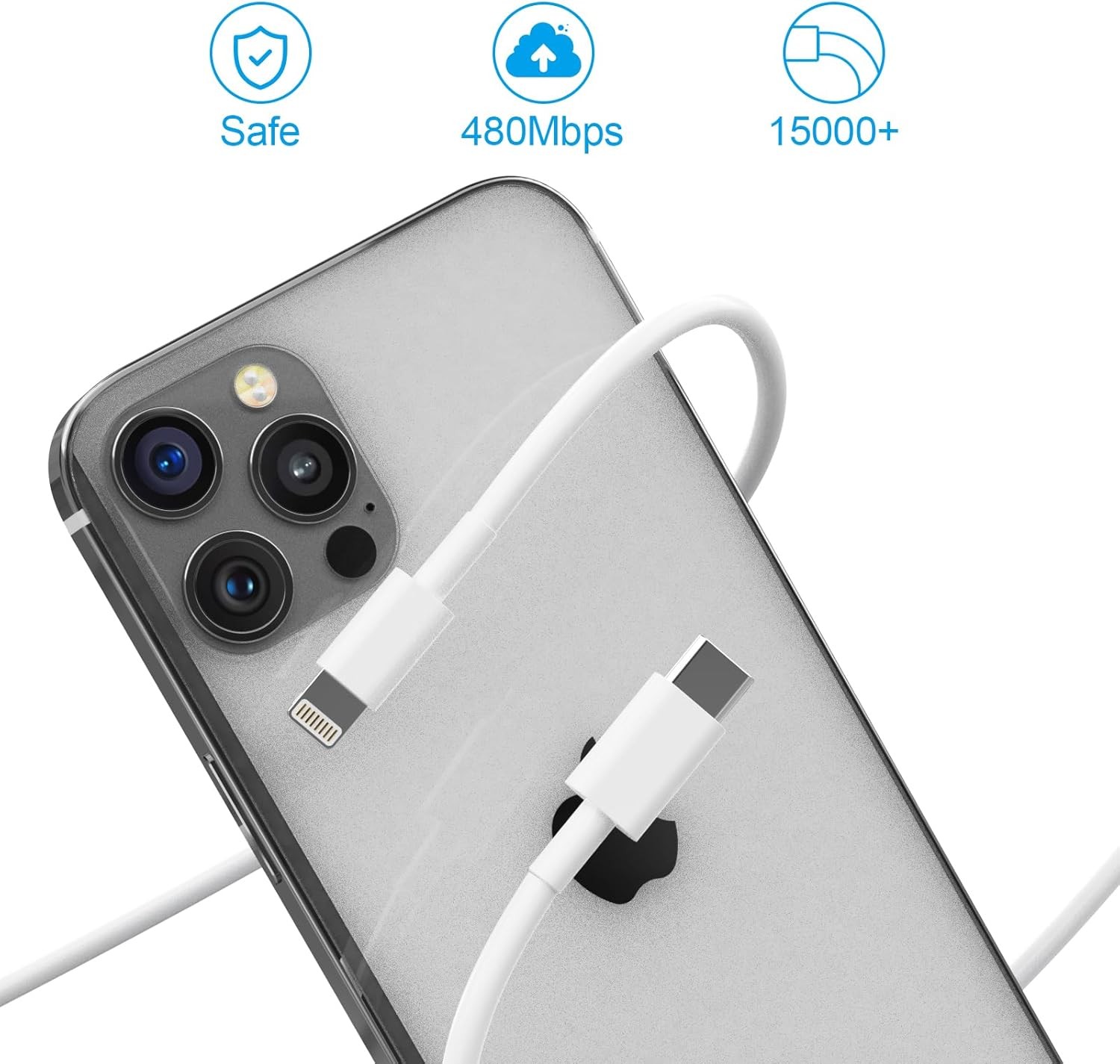 2-Pack 20W Fast Charger Block for iPhone 14/13/12/11 Pro Max with 6FT & 10FT Cab