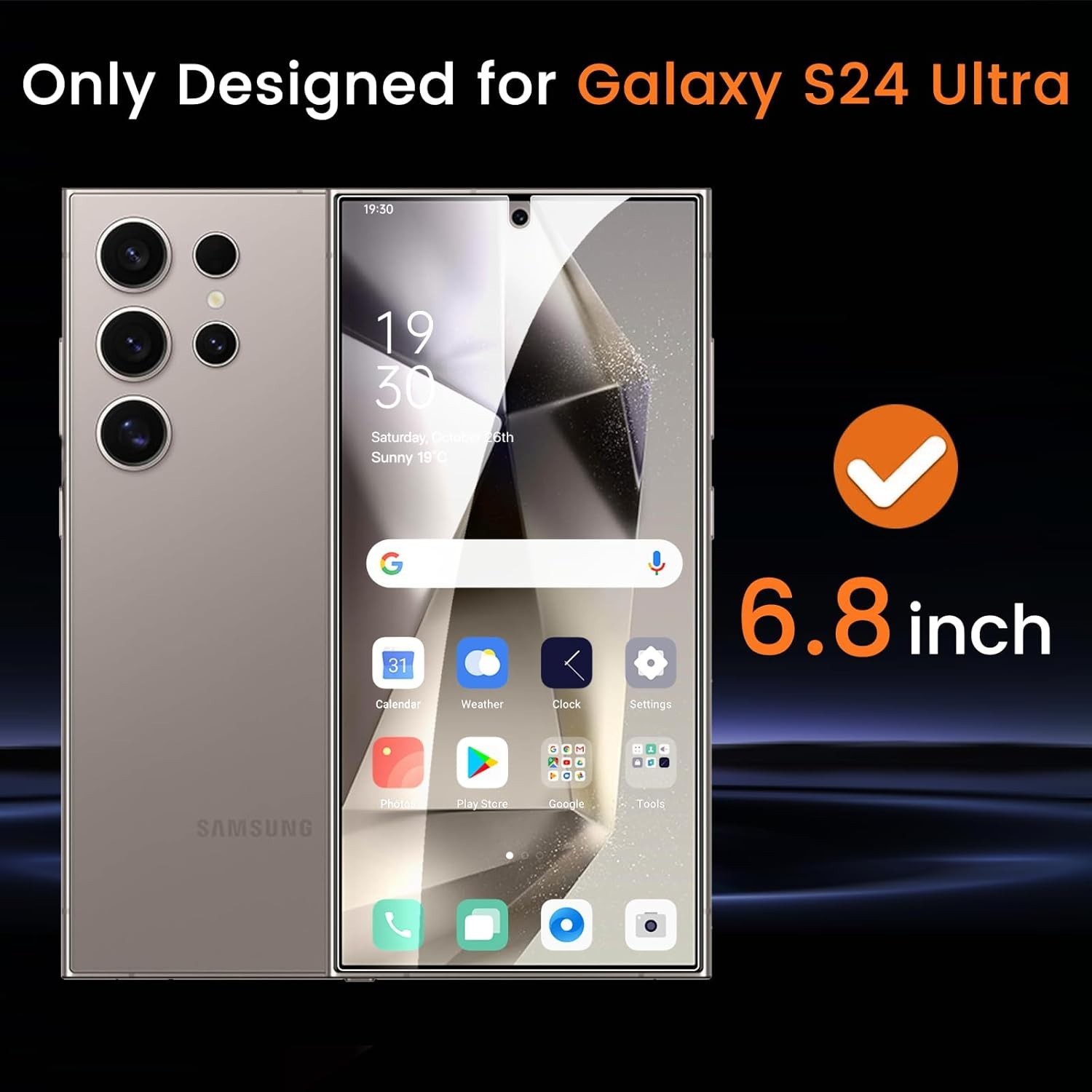2 Pack Privacy Screen Protector & Anti Spy for Samsung Galaxy S24 Ultra 6.8 Inch