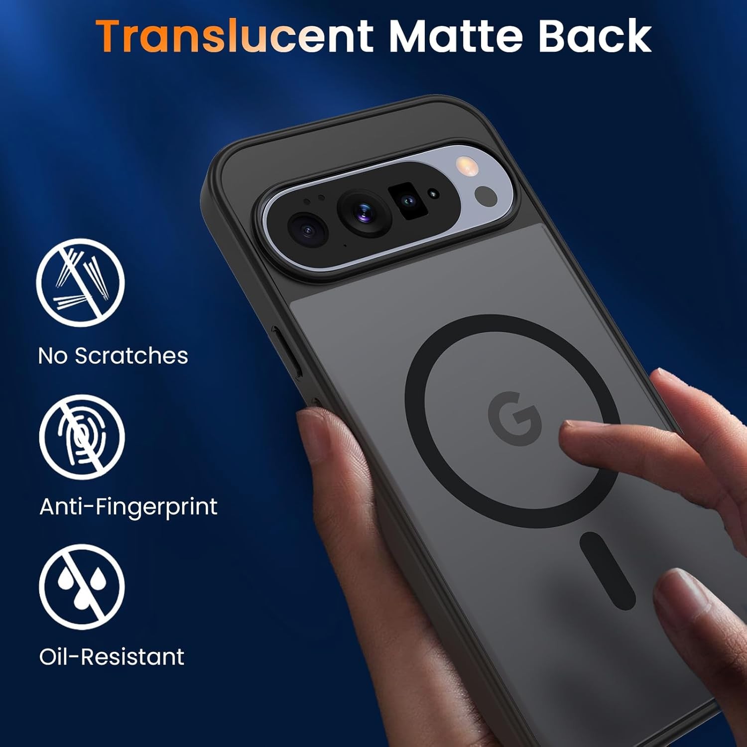 Magnetic Matte Case for Google Pixel 10 Pro XL 6.8-Inch Slim Translucent Black