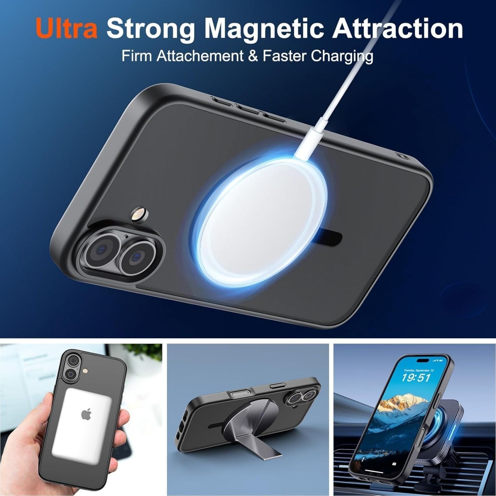 Magnetic for iPhone 17 Case (Military Grade Drop Protection) Matte Black Cover