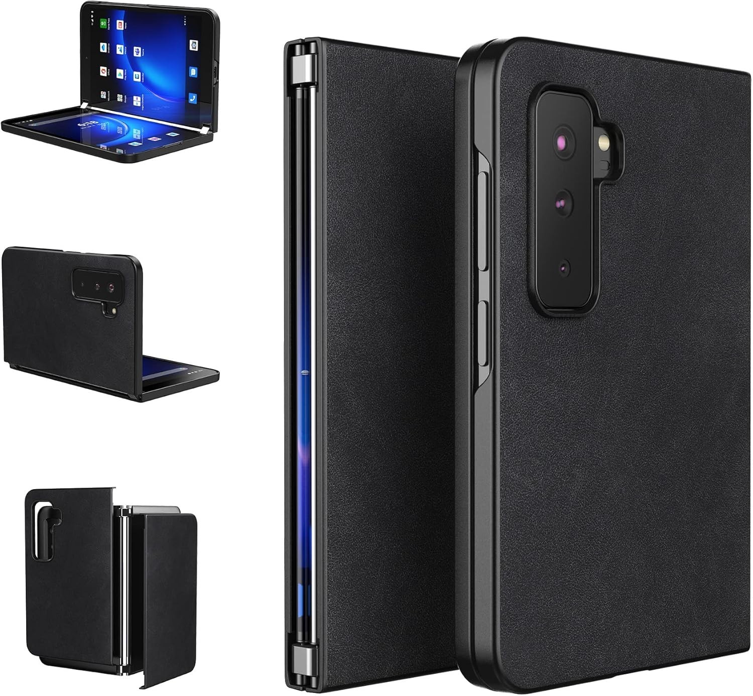 For Microsoft Surface Duo 2 2021 Case, Durable Faux Leather Case,Polycarbonate
