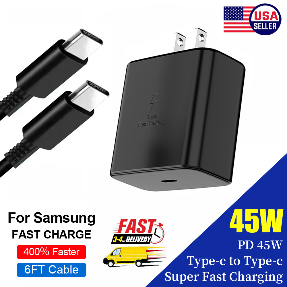 45W Power Fast Charger Wall Adapter Type C Cable For Samsung Galaxy S23 S22 S21+