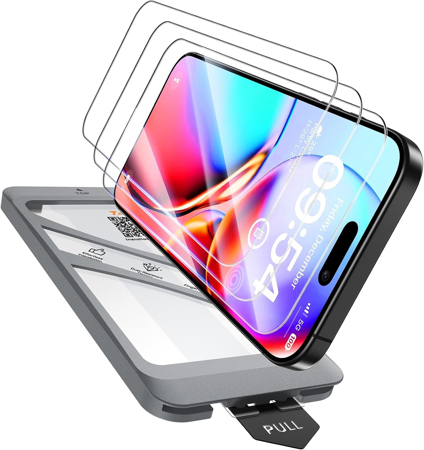 iPhone 16 Screen Protector Pack 4 in 1 with Dust-Free Tool, HD Clarity, 9H Hardn