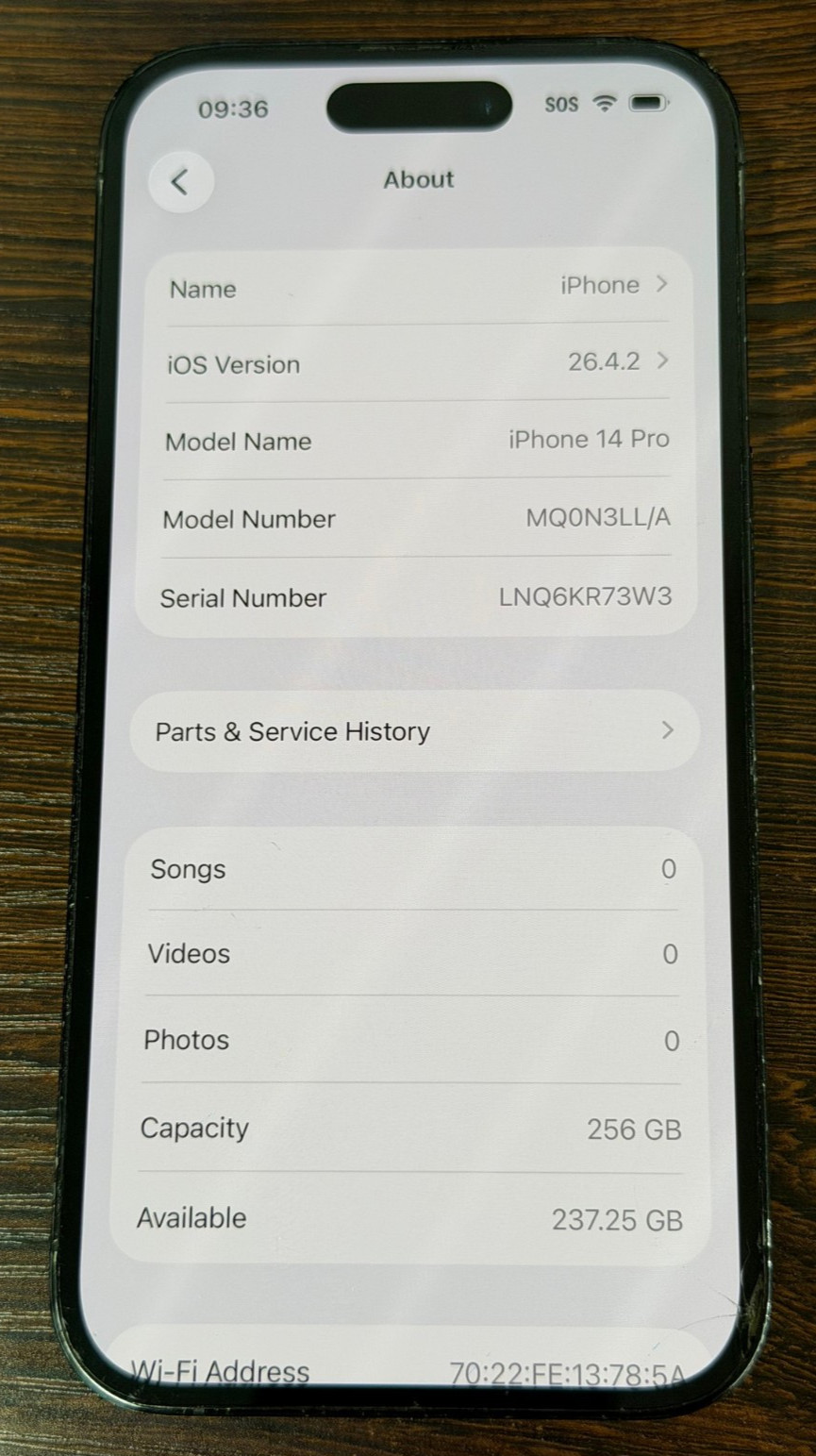 Unlocked Apple iPhone 14 Pro – 256GB Black – Crcks on Front – 78% Batt – Read