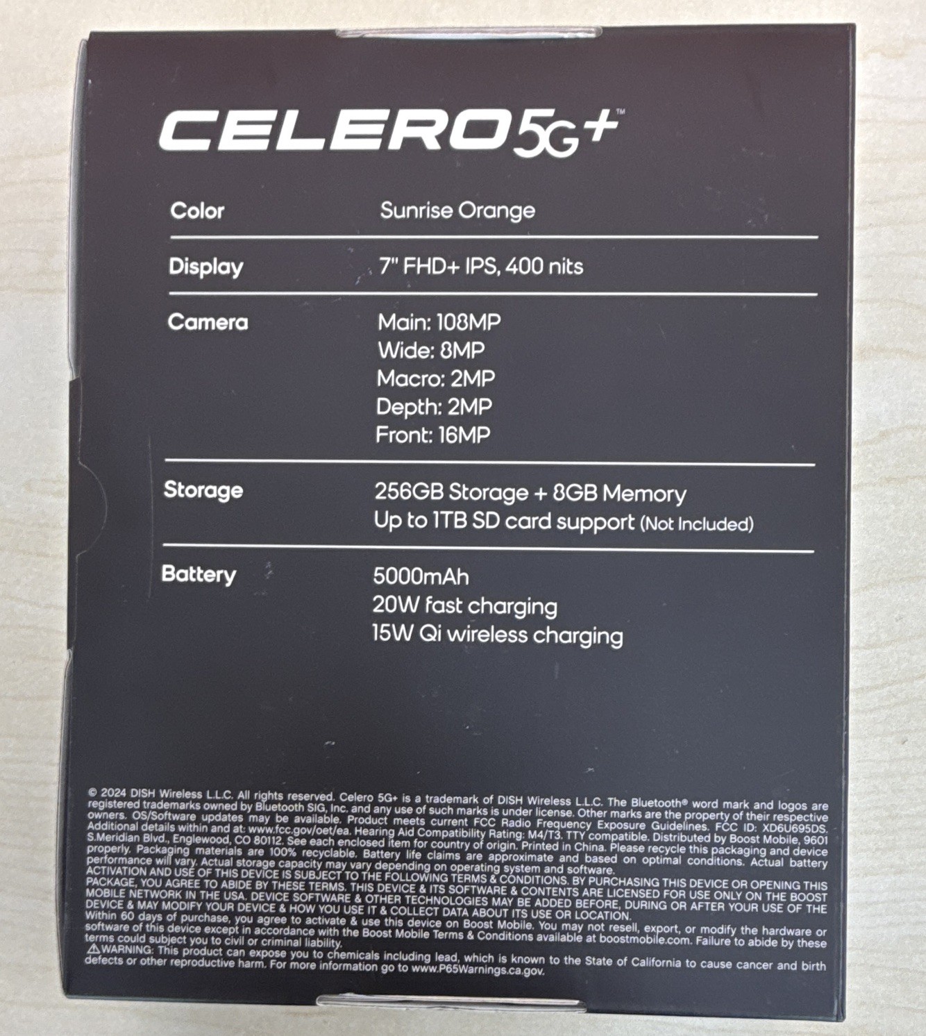 Celero Celero 5G+ 256GB Orange 8GB RAM 7in 108MP 5G MPN TU695DSOR256