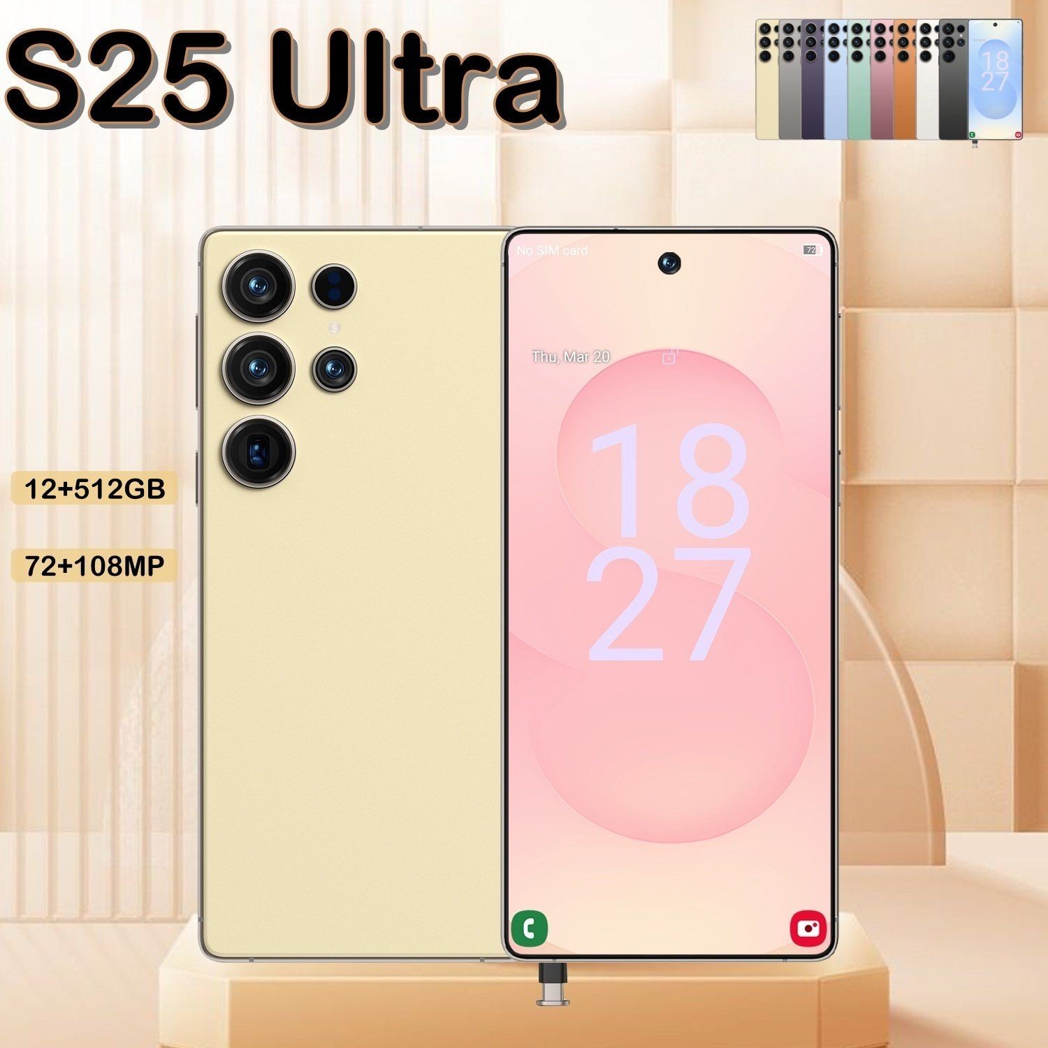 Unlocked 5G Smartphone S25 Ultra Android 14Dual SIM Cell Phones 12GB+512GB 6.8in