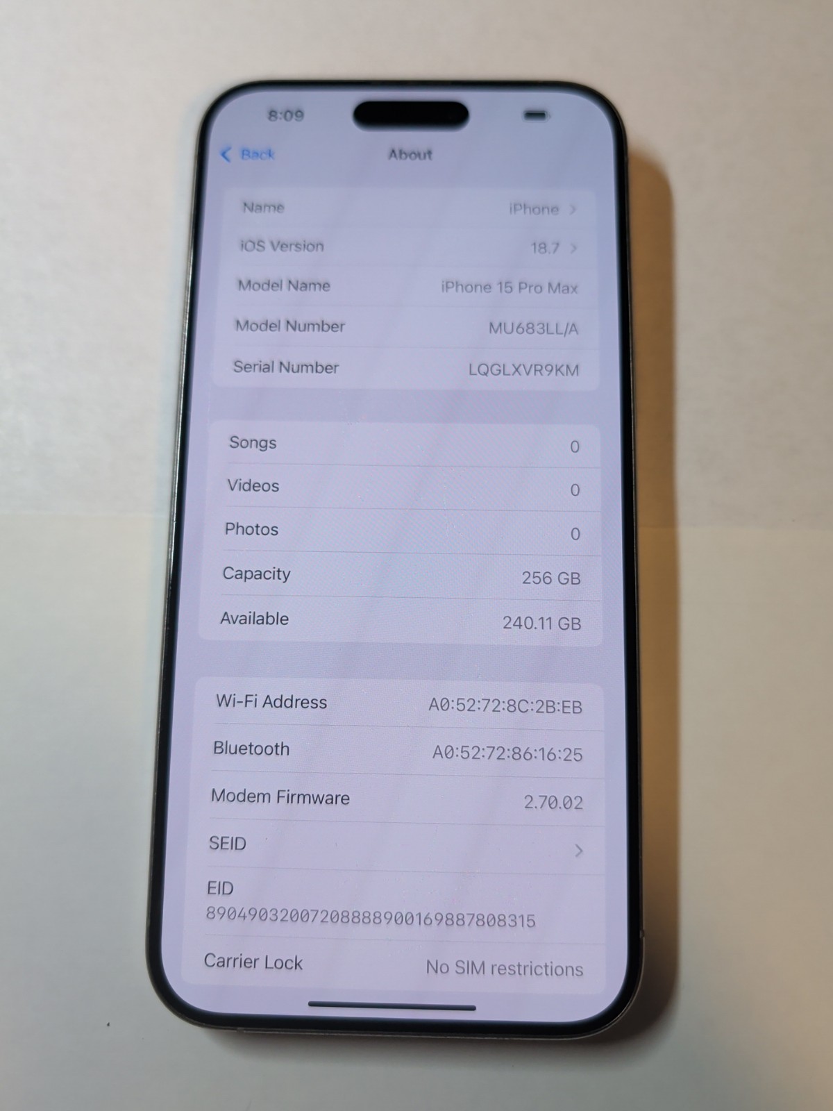 Apple iPhone 15 Pro Max – 256 GB – Natural Titanium (Unlocked)