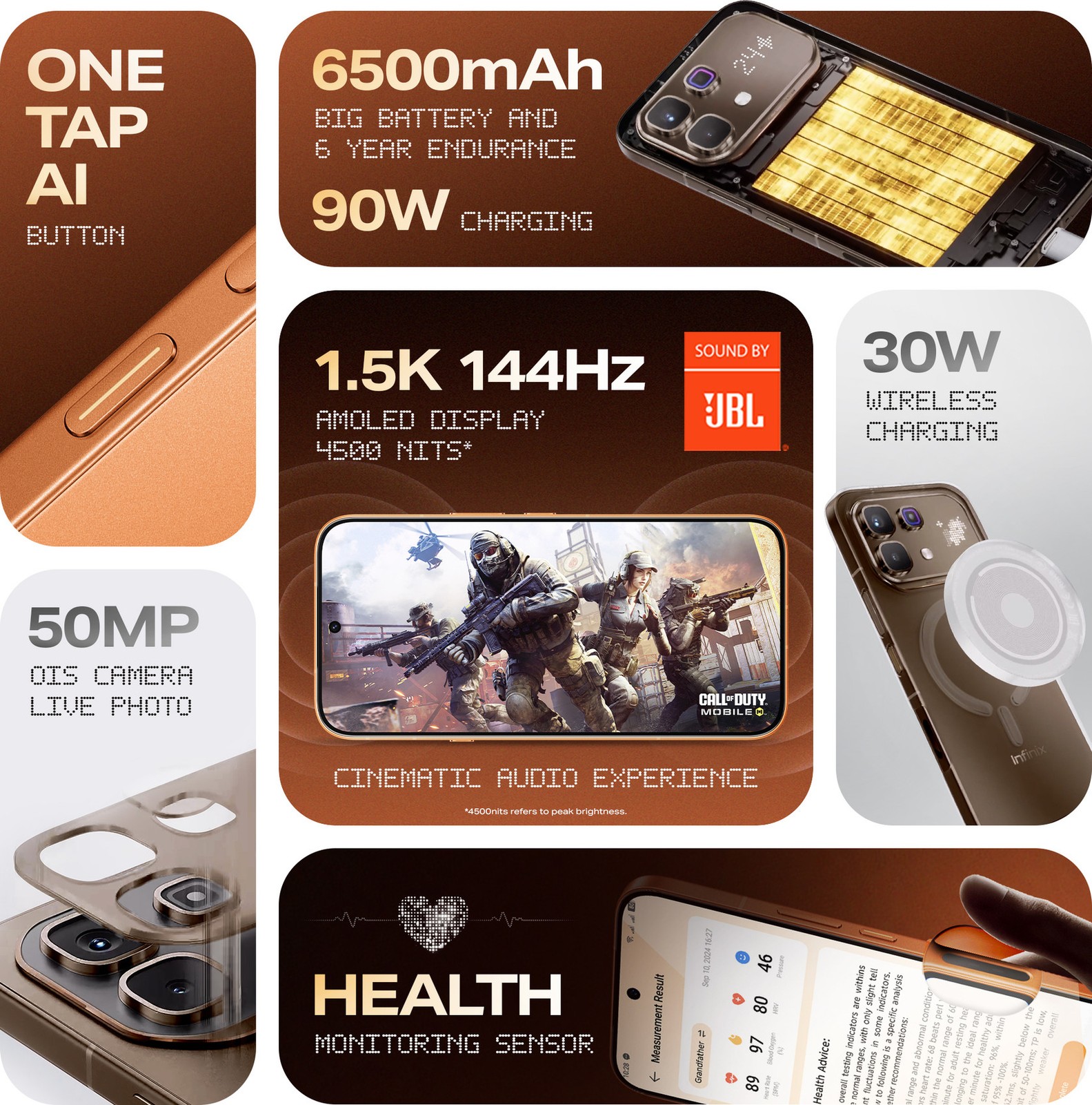 Infinix NOTE 60 Pro 5G 8GB 256GB Brown Global Version Unlocked Dual Sim NFC