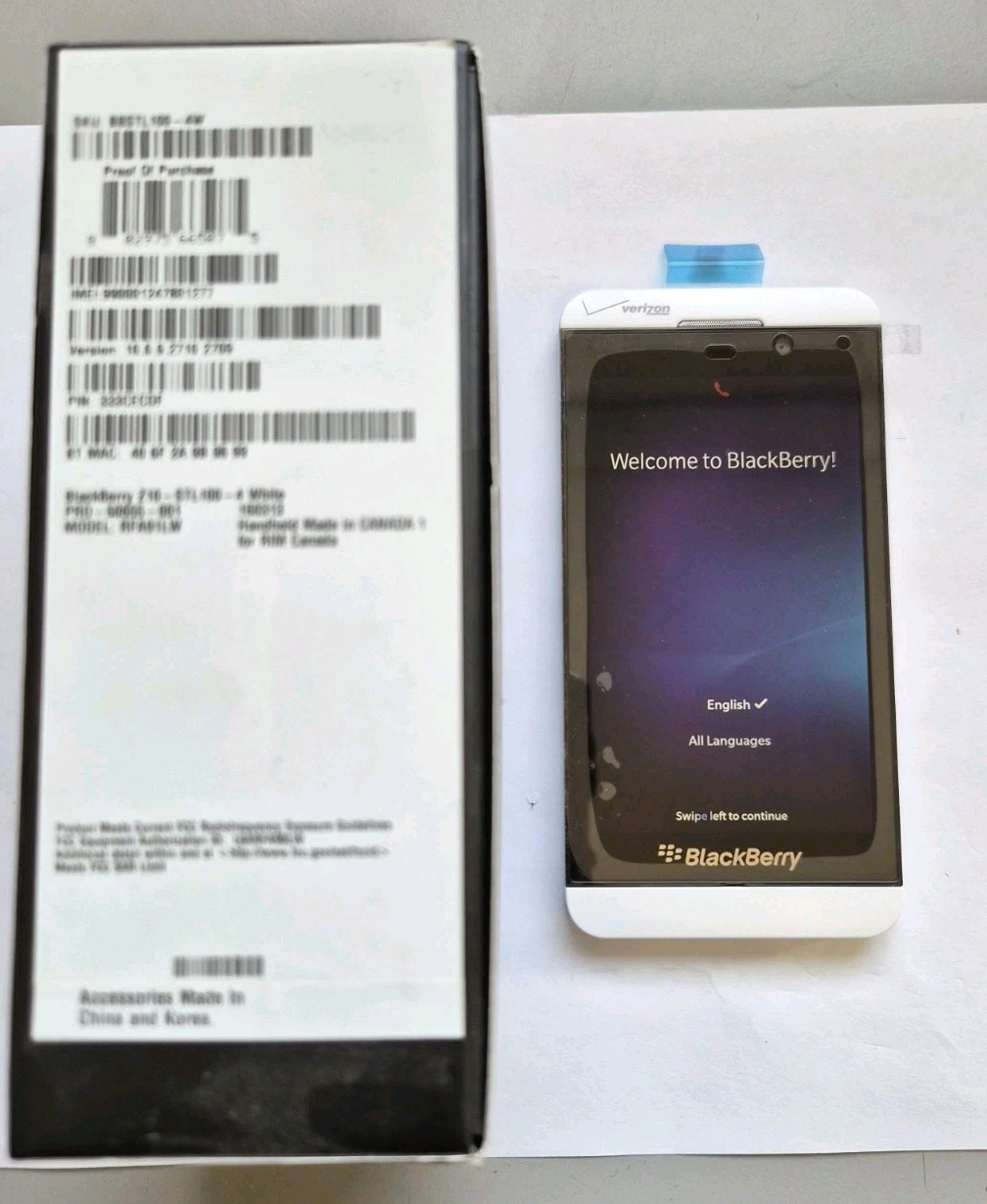 BlackBerry Z10 STL100-4 White 16GB Smartphone Verizon – BRAND NEW