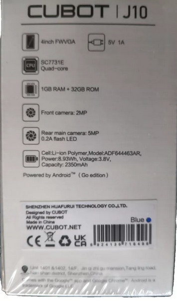 CUBOT Mini Phone-J10, 32GB ROM -5MP Camera – Android 11 -Dual SIM Card 3G Black