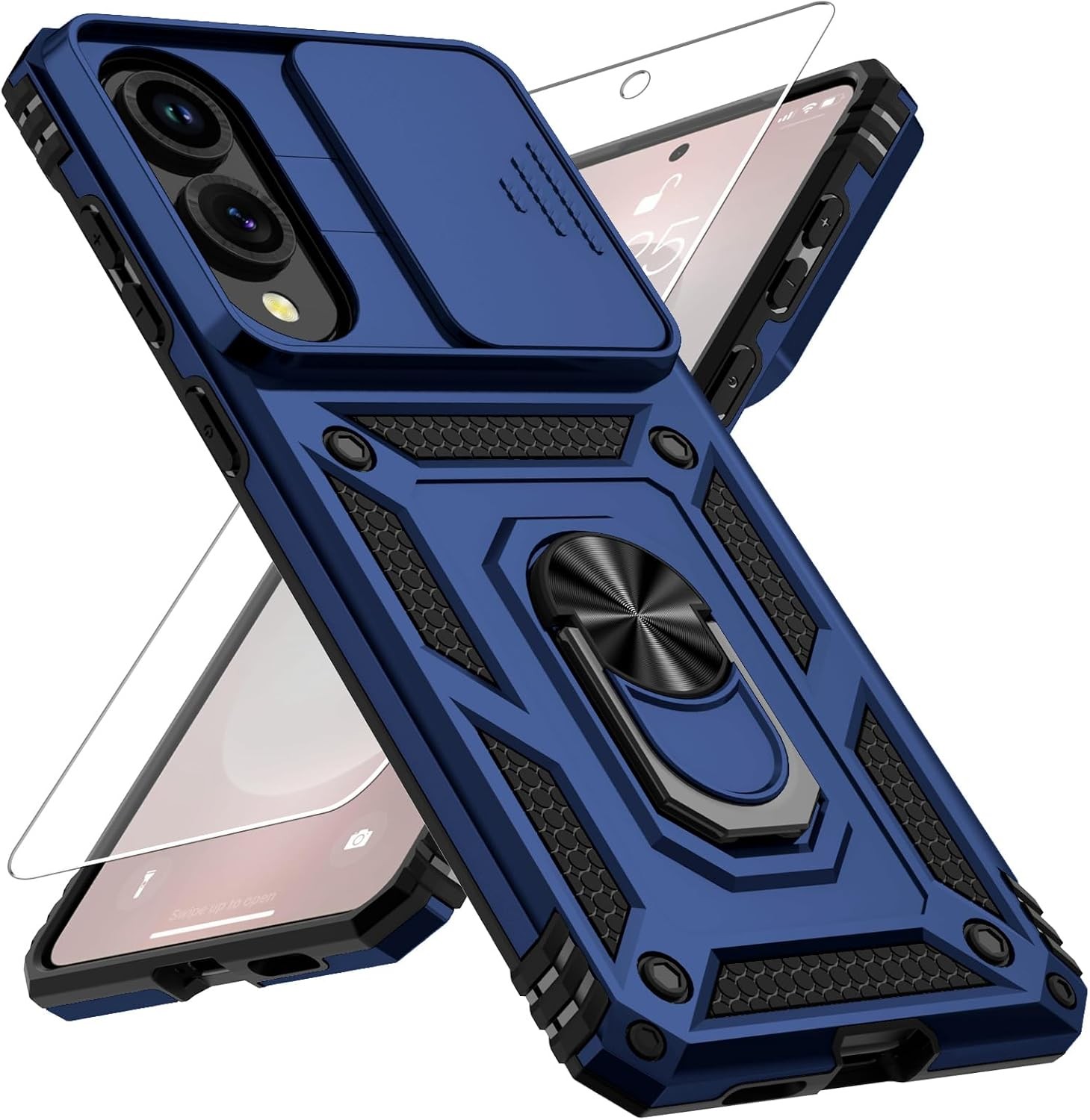 Samsung Galaxy S25 Edge Case with Camera Lens Cover, 10 FT Drop Protection, Navy
