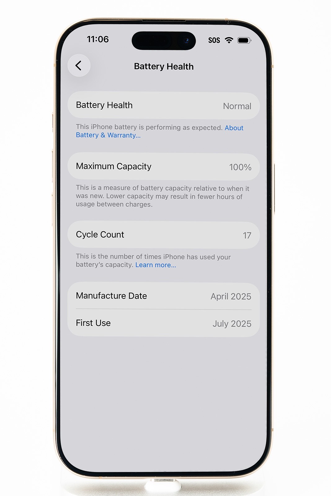 Apple iPhone 16 Pro Factory Unlocked Desert Titanium 128GB 100% Battery Health