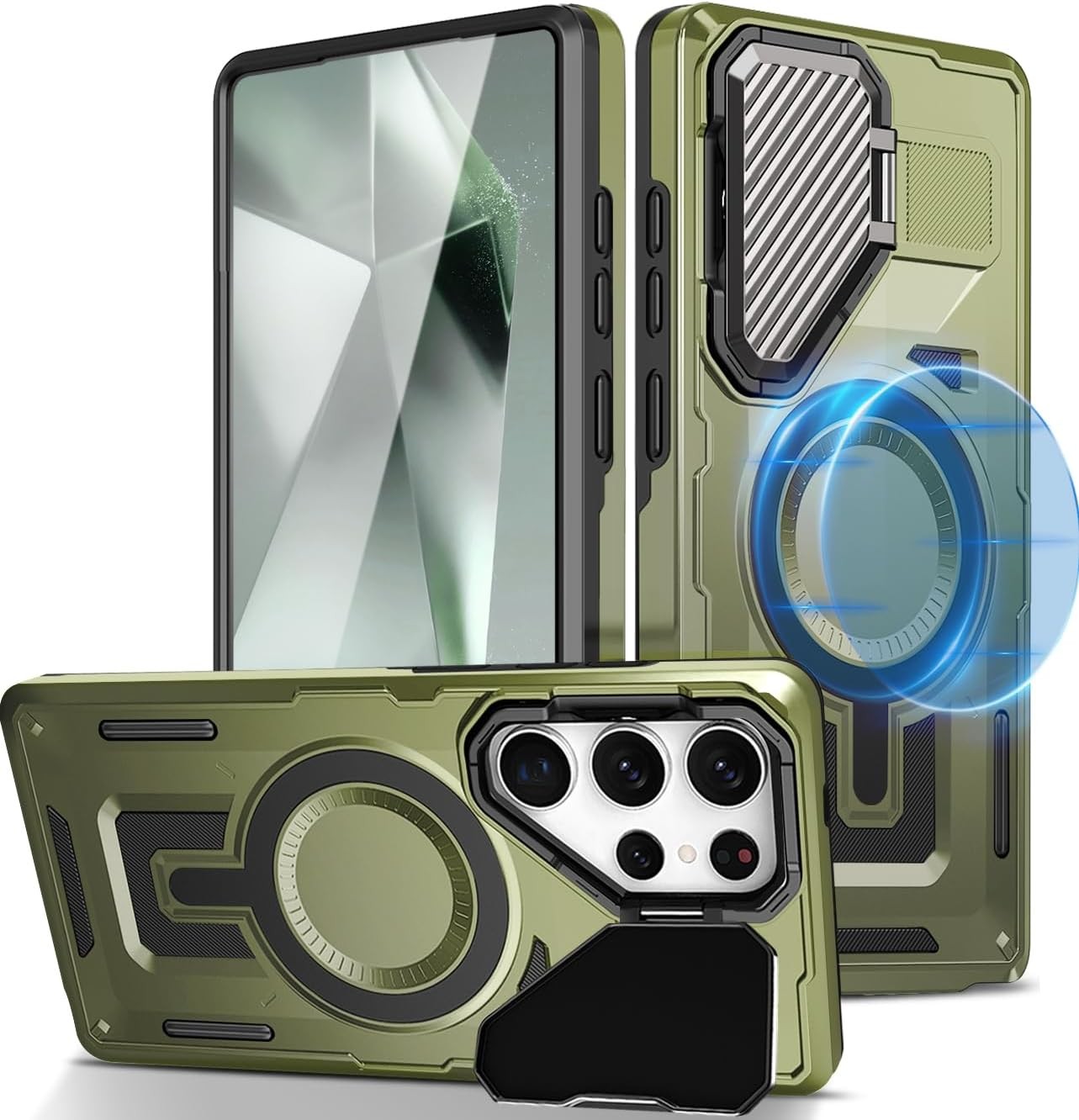 Heavy Duty Shockproof Galaxy S25 Ultra Case with Kickstand, Military Grade Prote