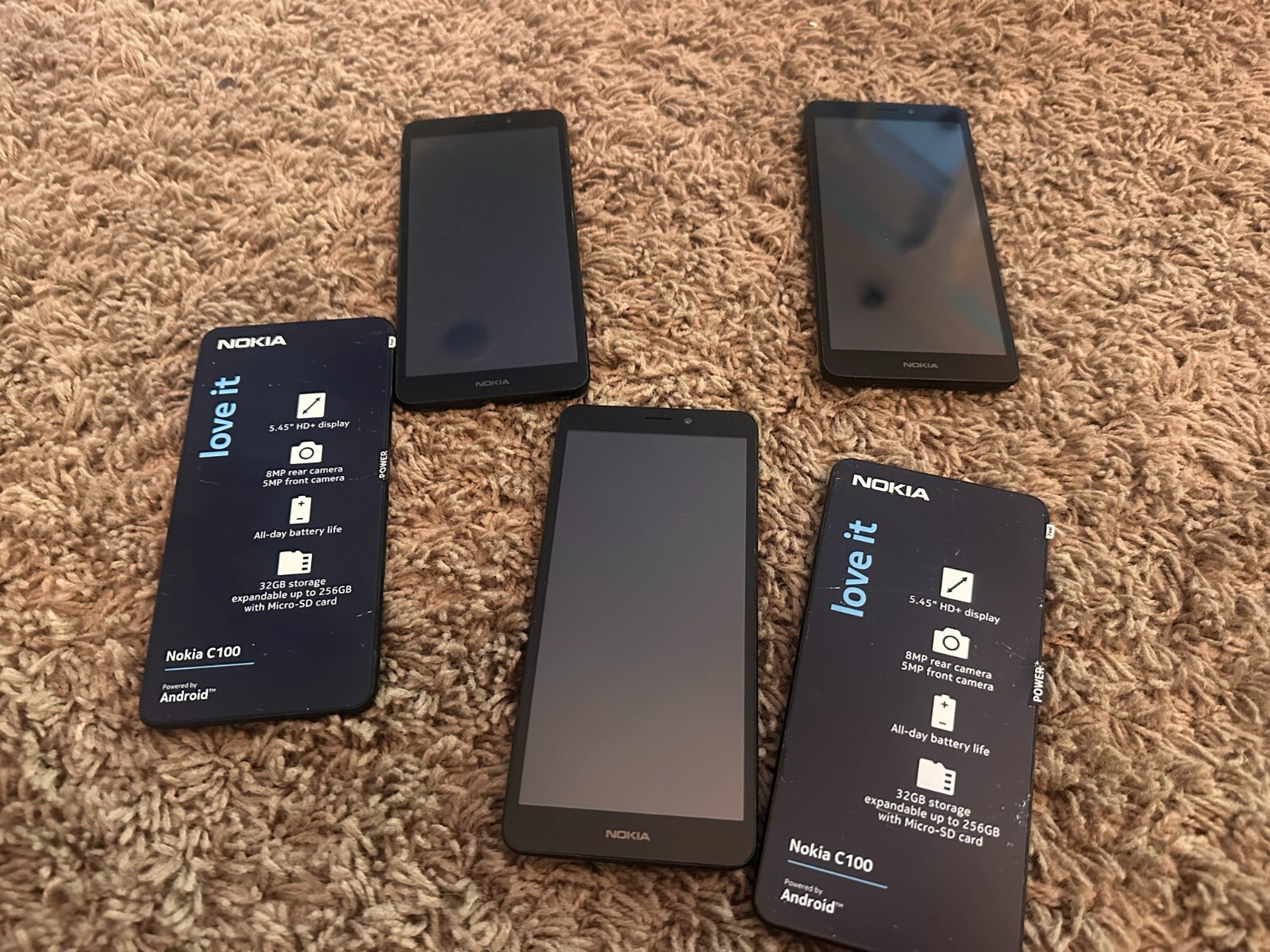 (Lot of 5) NOKIA HMD N152DL C100 Cell Phones Tracfone (No Backs No Batteries)