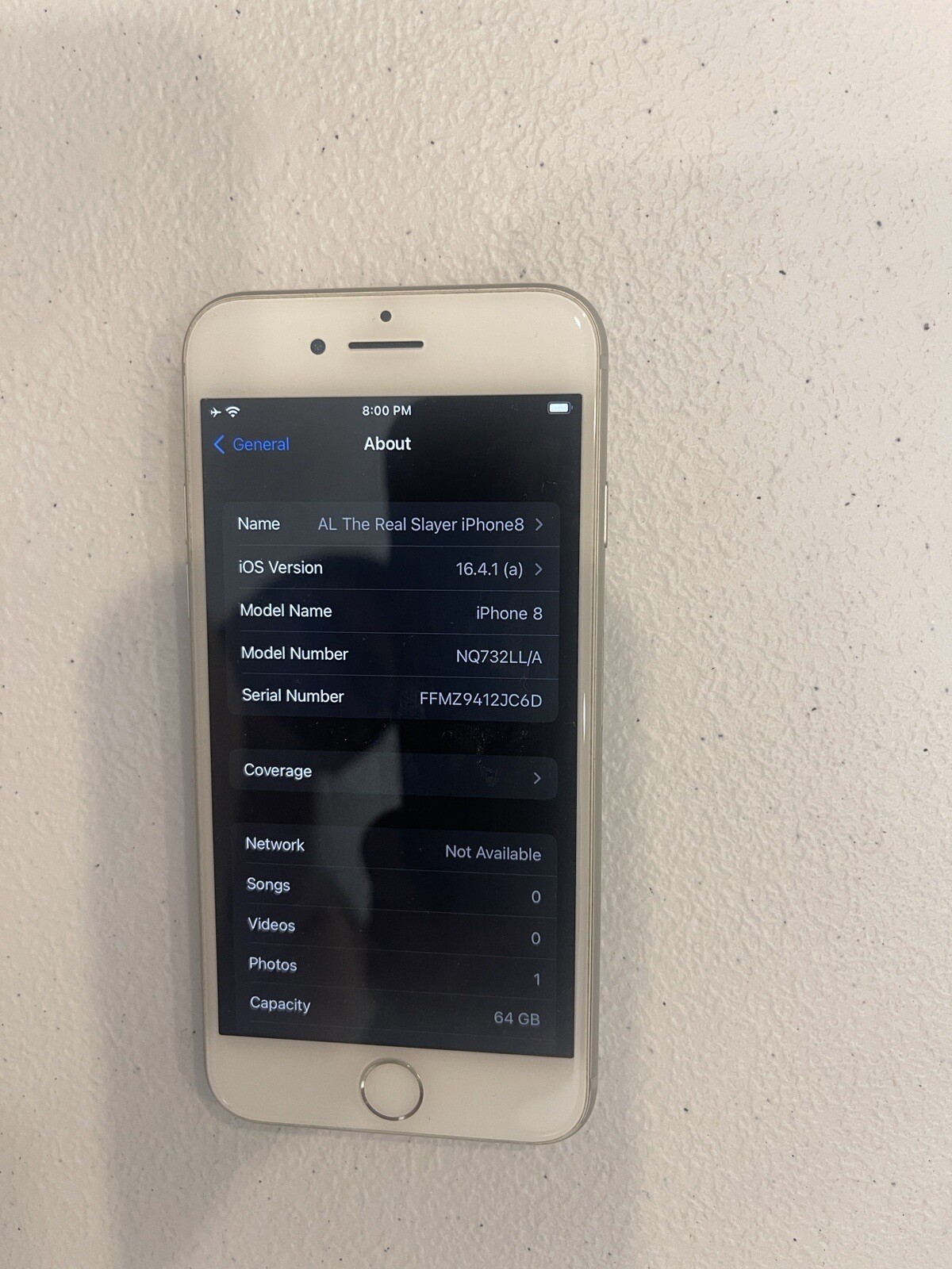 GRADE A  Apple iPhone 8 – 64GB – Silver (AT&T) A1905 (GSM)