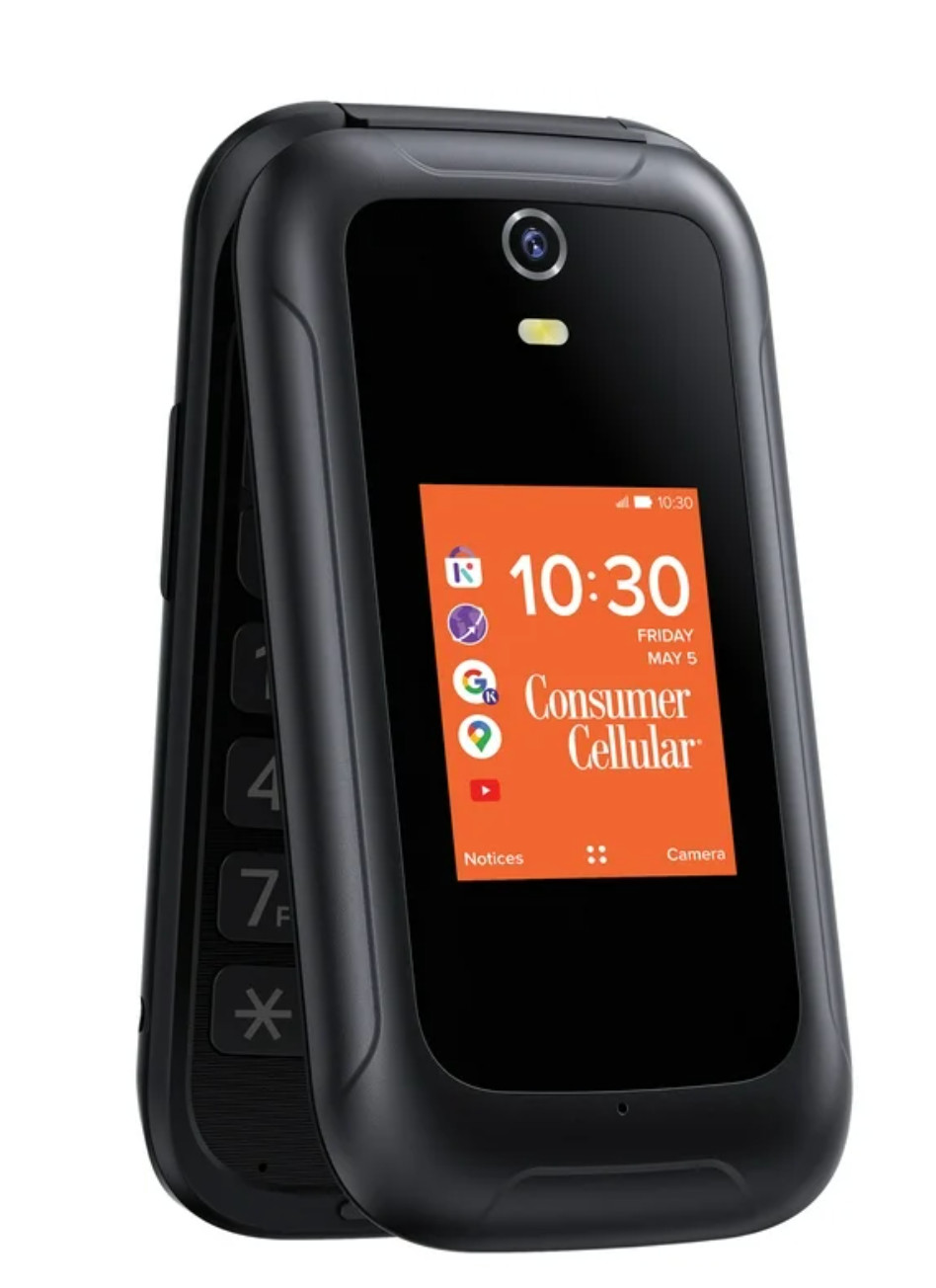 Consumer Cellular Iris Flip • Easy Senior Phone • Large Buttons • Voice‑to-Text