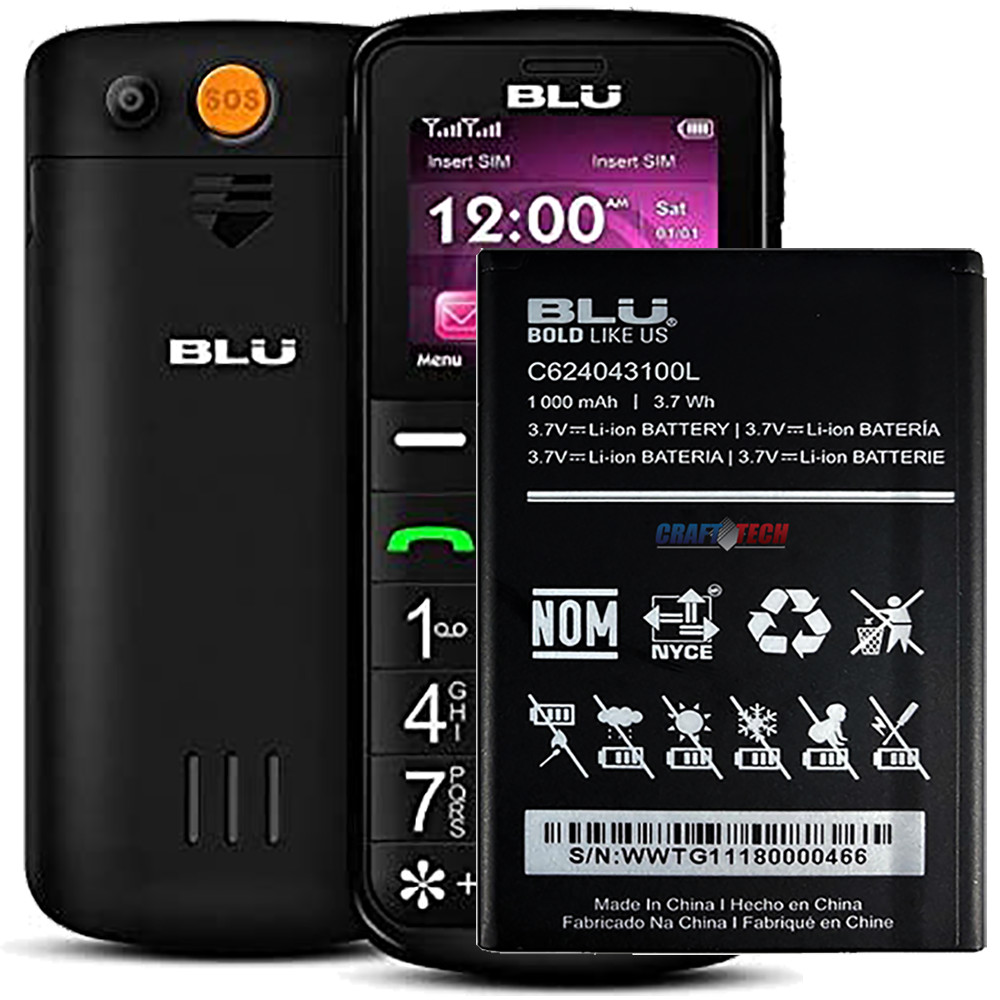 BLU Joy 3g 1.8″ J090 Original OEM BLU Battery C624043100L 1000mAh 3.7 Wh