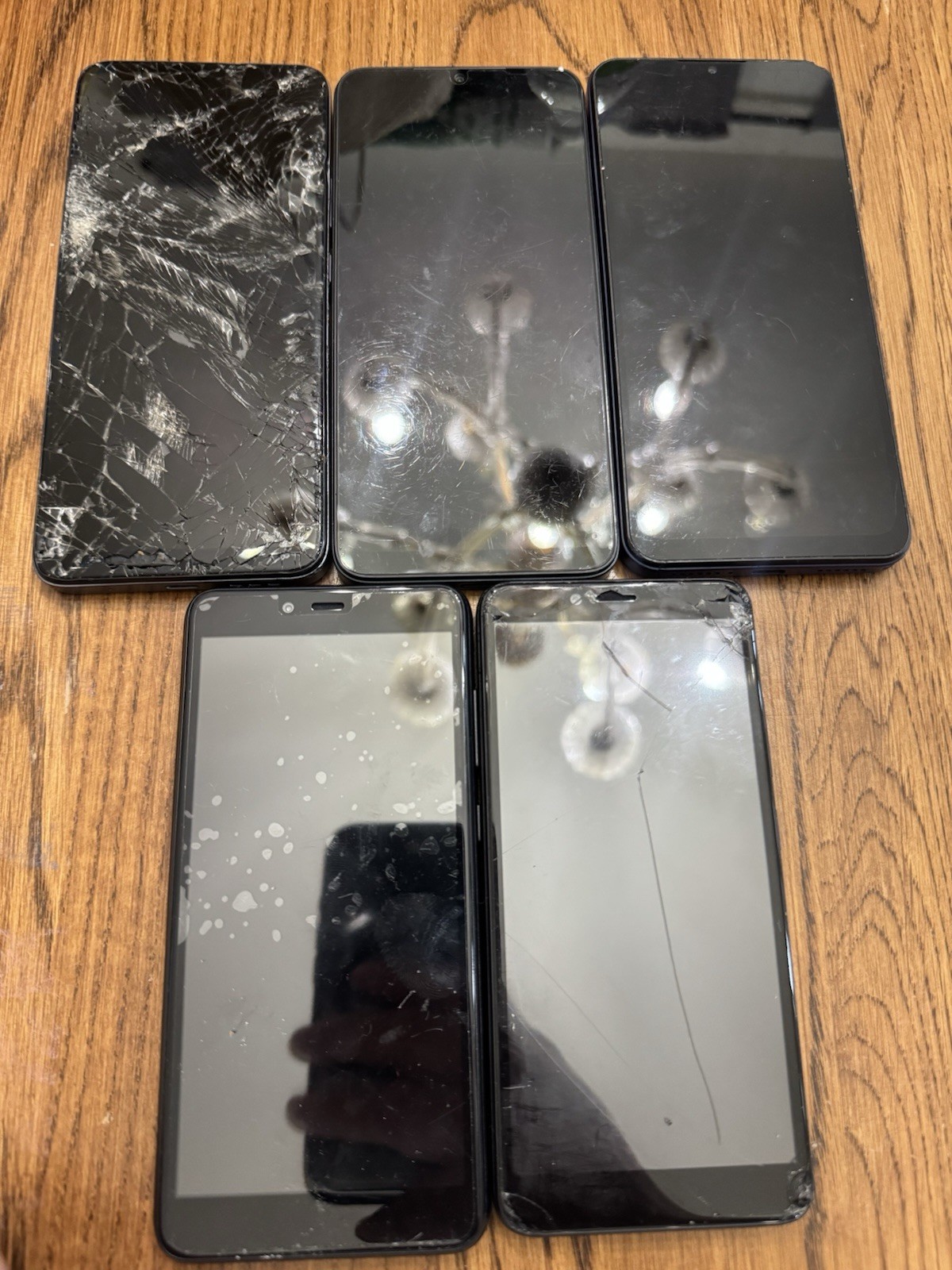 LOT OF 5 Android CELL PHONES UNTESTED, PARTS ONLY STORAGE FIND
