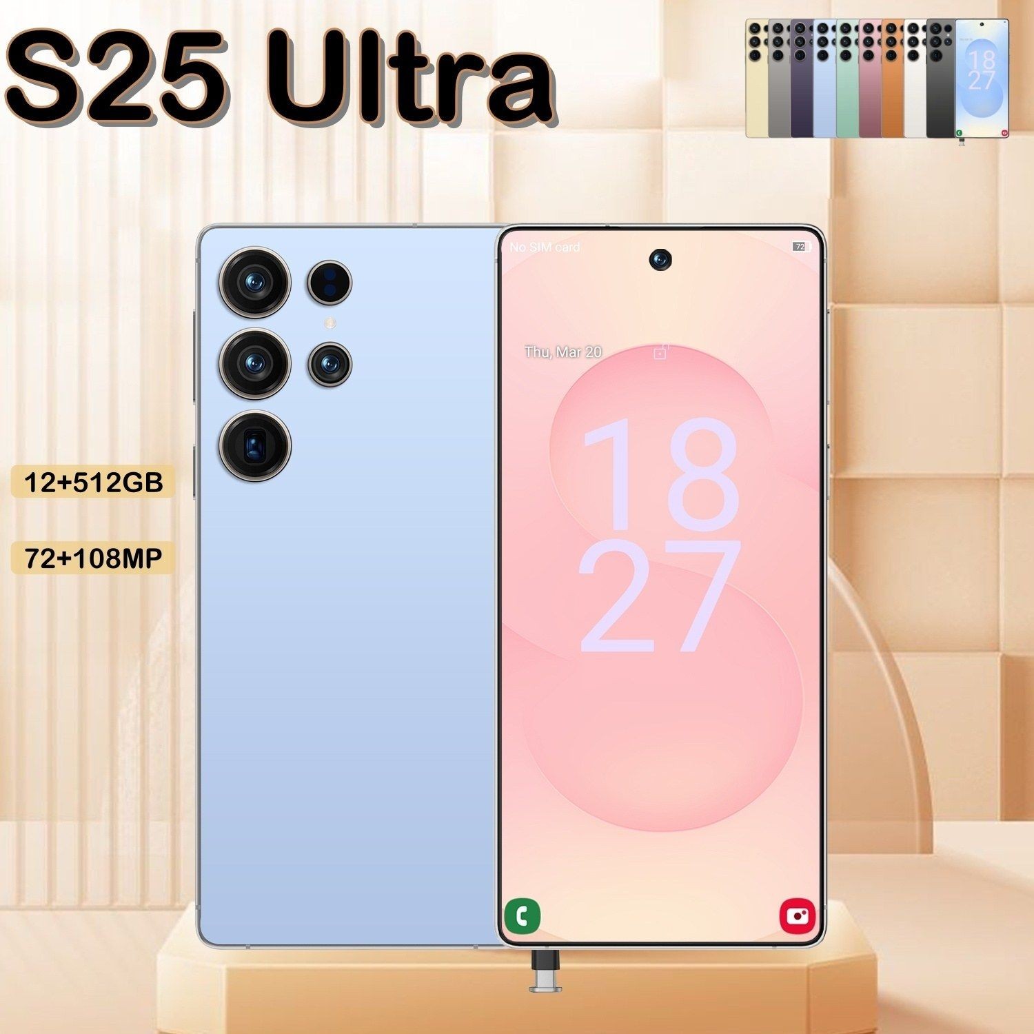 Unlocked 5G Smartphone S25 Ultra Android 14Dual SIM Cell Phones 12GB+512GB 6.8in