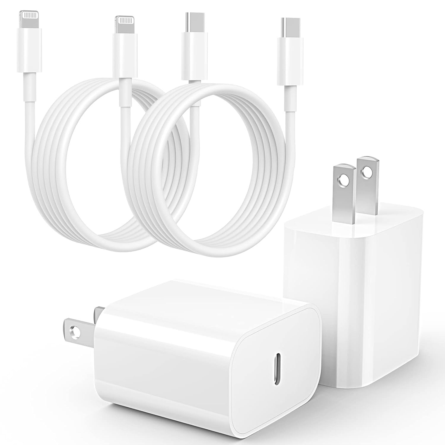 20W Type-C Fast Charger Adapter 2 Pack for iPhone 14/13 with 6FT Cable