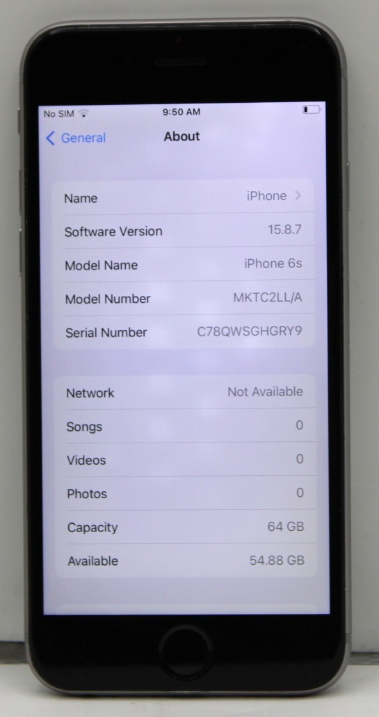 Apple iPhone 6s (A1688) 64GB Silver UNLOCKED *USED/WIPED*