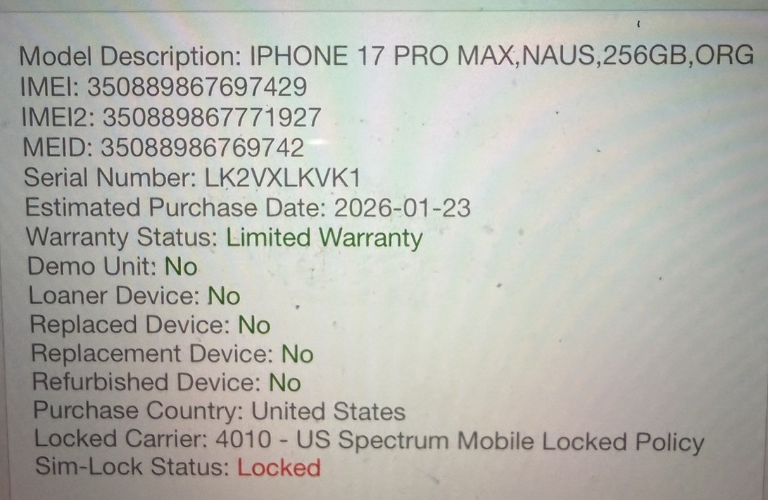 Apple iPhone 17 Pro Max 256gb Cosmic Orange (US Spectrum Mobile)