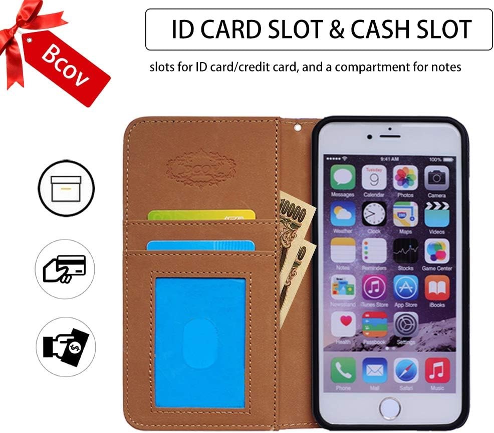 Case for iPhone 13, Plum Blossom Flower Leather Flip Wallet Cover with Card Slot
