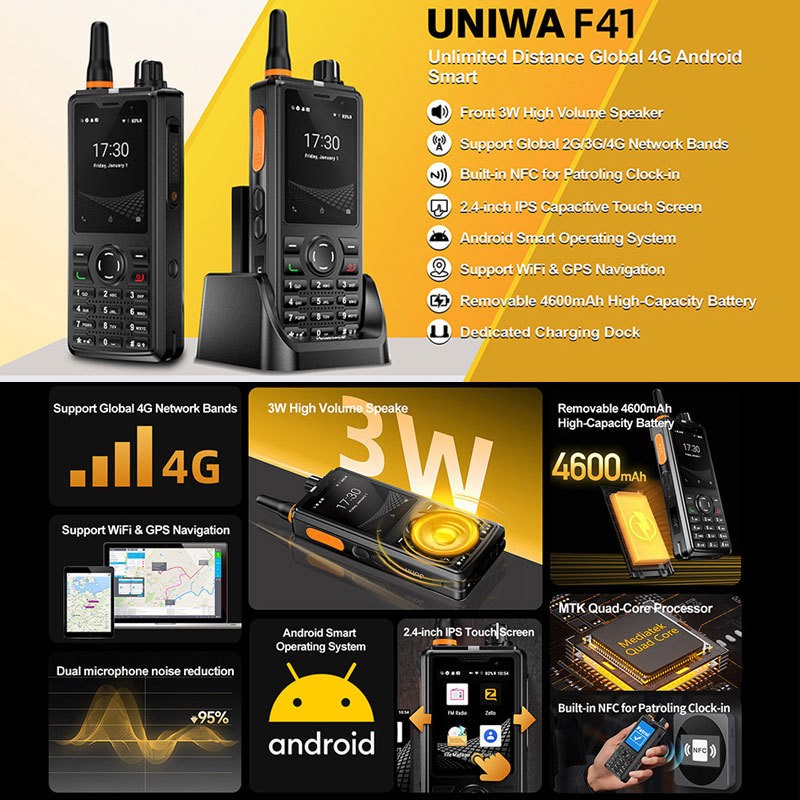4G LTE Android Rugged Phone Keyboard Waterproof Wireless Microphone UNIWA F41