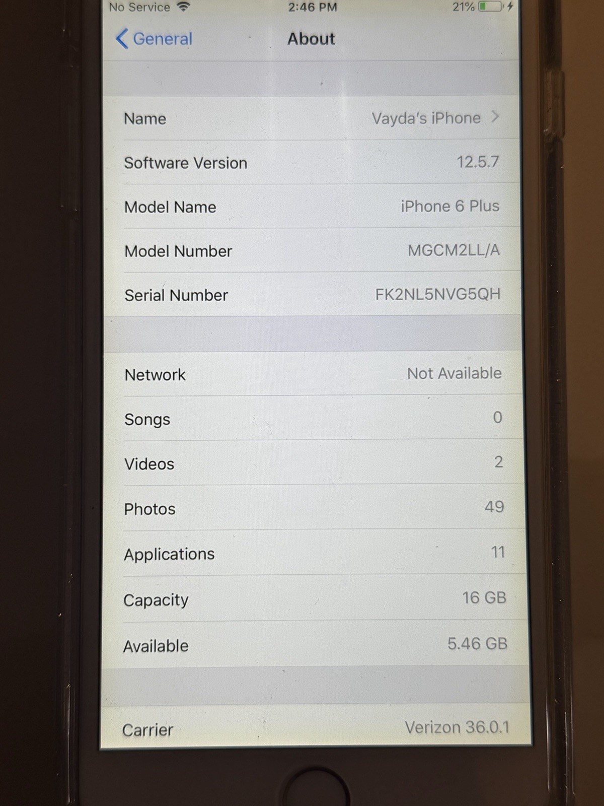 Apple iPhone 6 Plus Rose Gold 16 GB Verizon Working New Battery