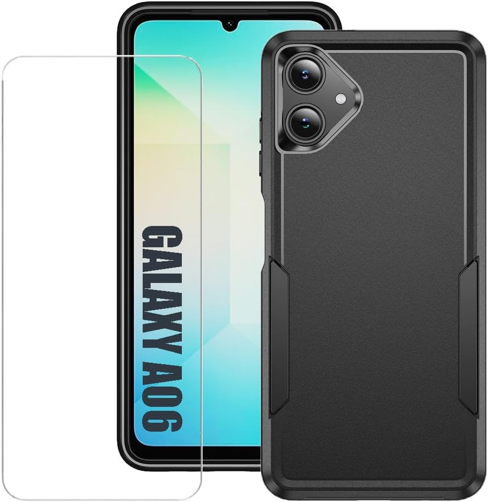 Case & Screen Protector for Samsung Galaxy A06 Slim Fit Heavy Duty Rugged Cover
