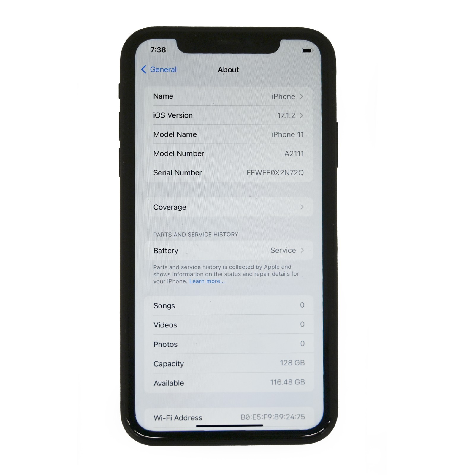 Apple Iphone 11 QI-14 Model: MH8K3LL/A (A2111) 128GB Capacity 76% Battery Health