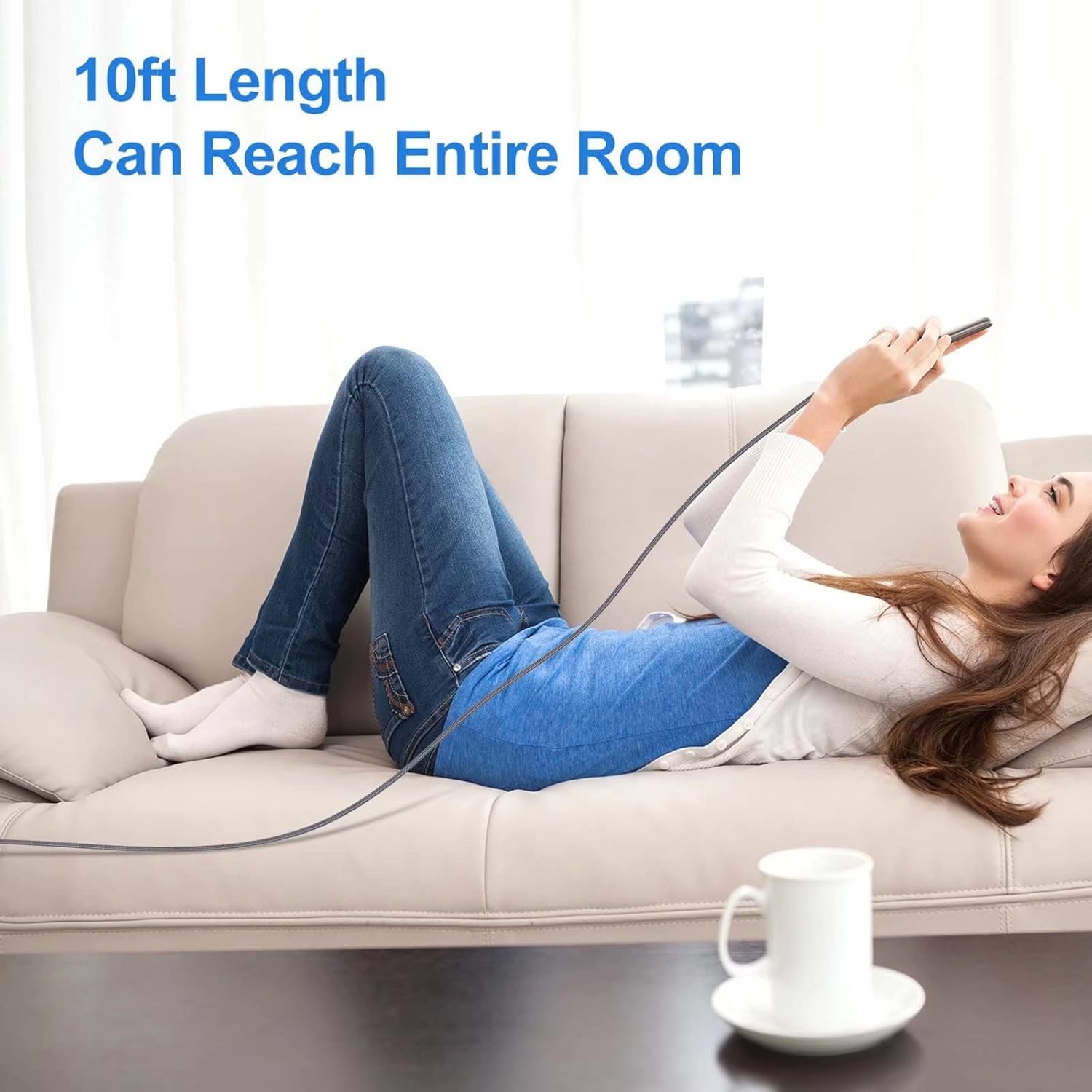 10ft USB Type C Cables – Quick Charge for Android Devices – 2-Pack
