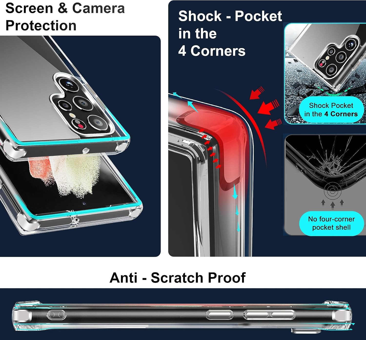 3PCS Kickstand Case & Bumper for Samsung Galaxy S24 Ultra Slim Shockproof Design