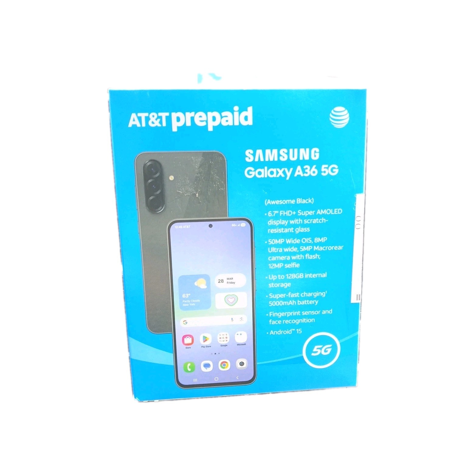@AT&T Samsung Galaxy A36 5G, 128GB Awesome Black Prepaid Phone, Locked to AT&T🆕