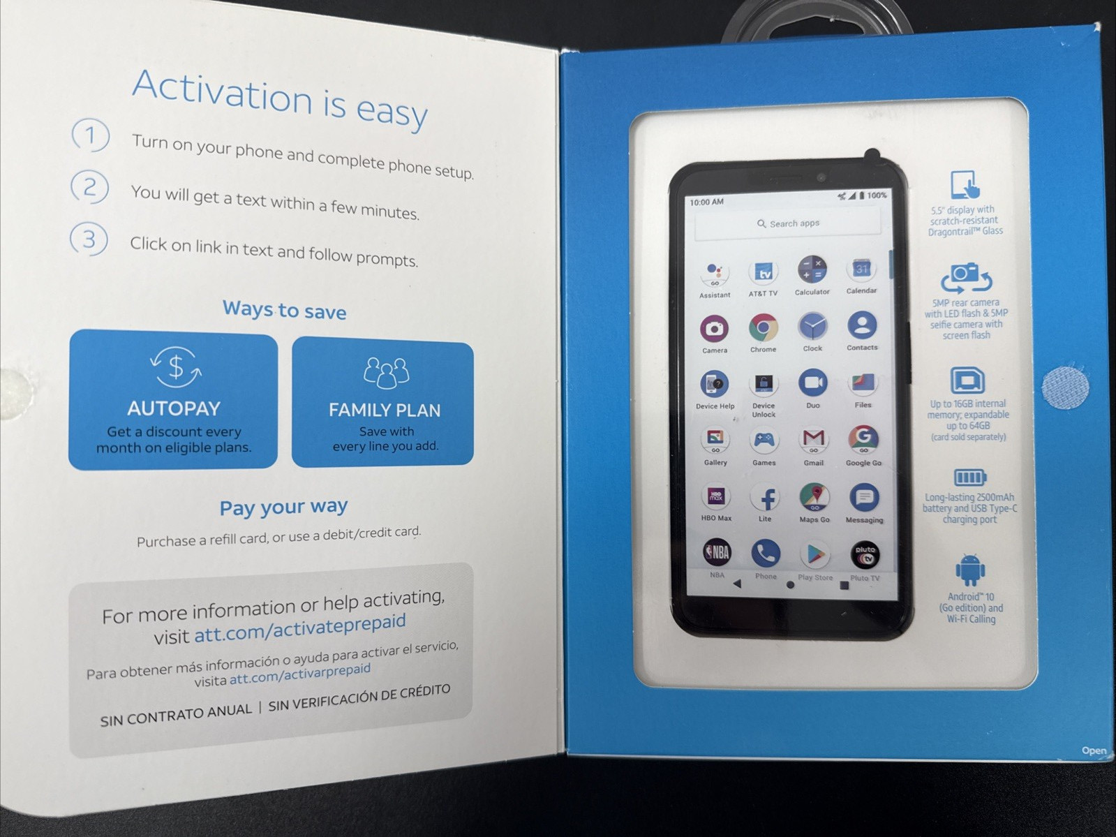 AT&T Calypso U318AA 16GB Chameleon Blue Android 10 Smartphone