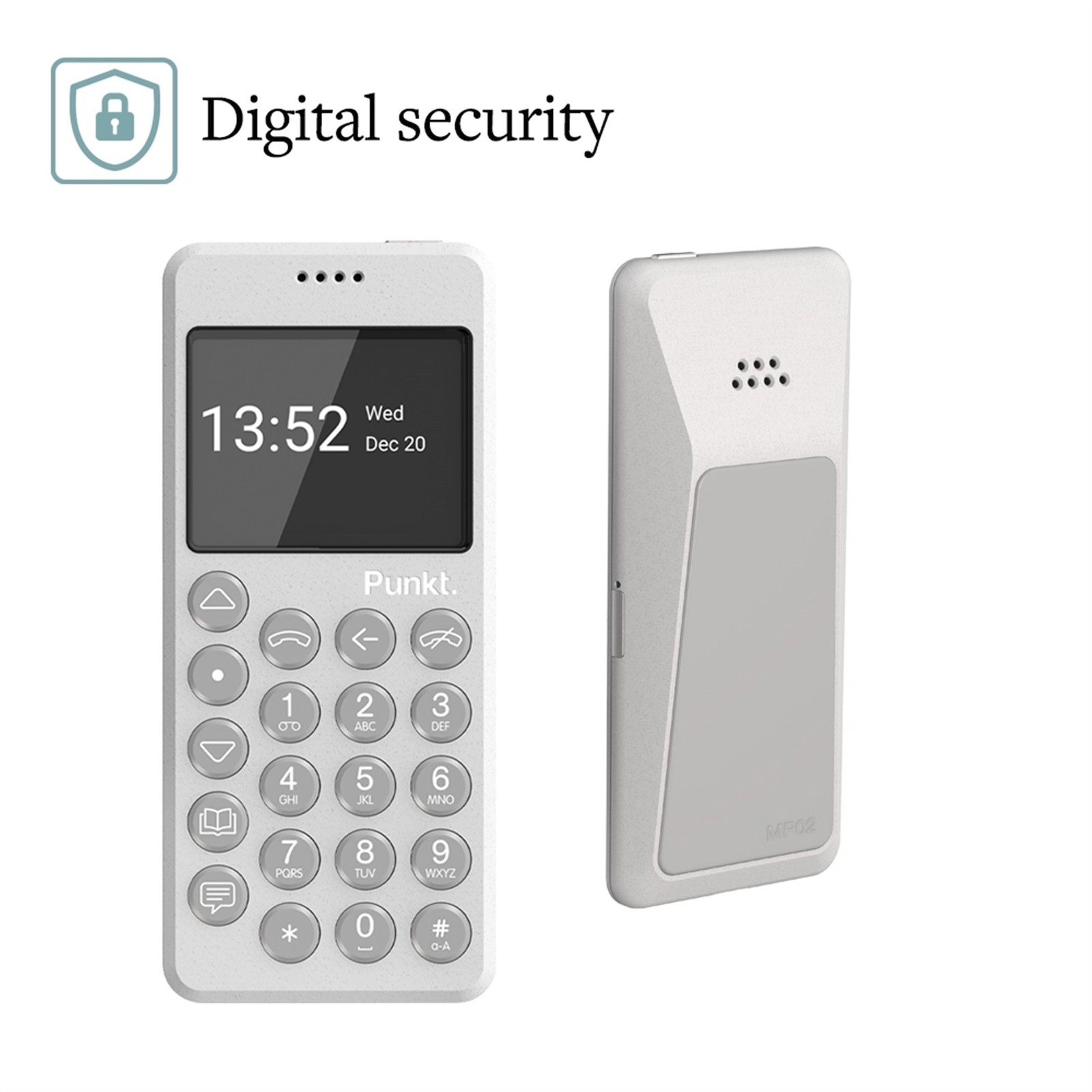 Punkt. MP02 Minimalist 4G LTE Cell Phone – 2GB RAM, 16GB Storage – Grey