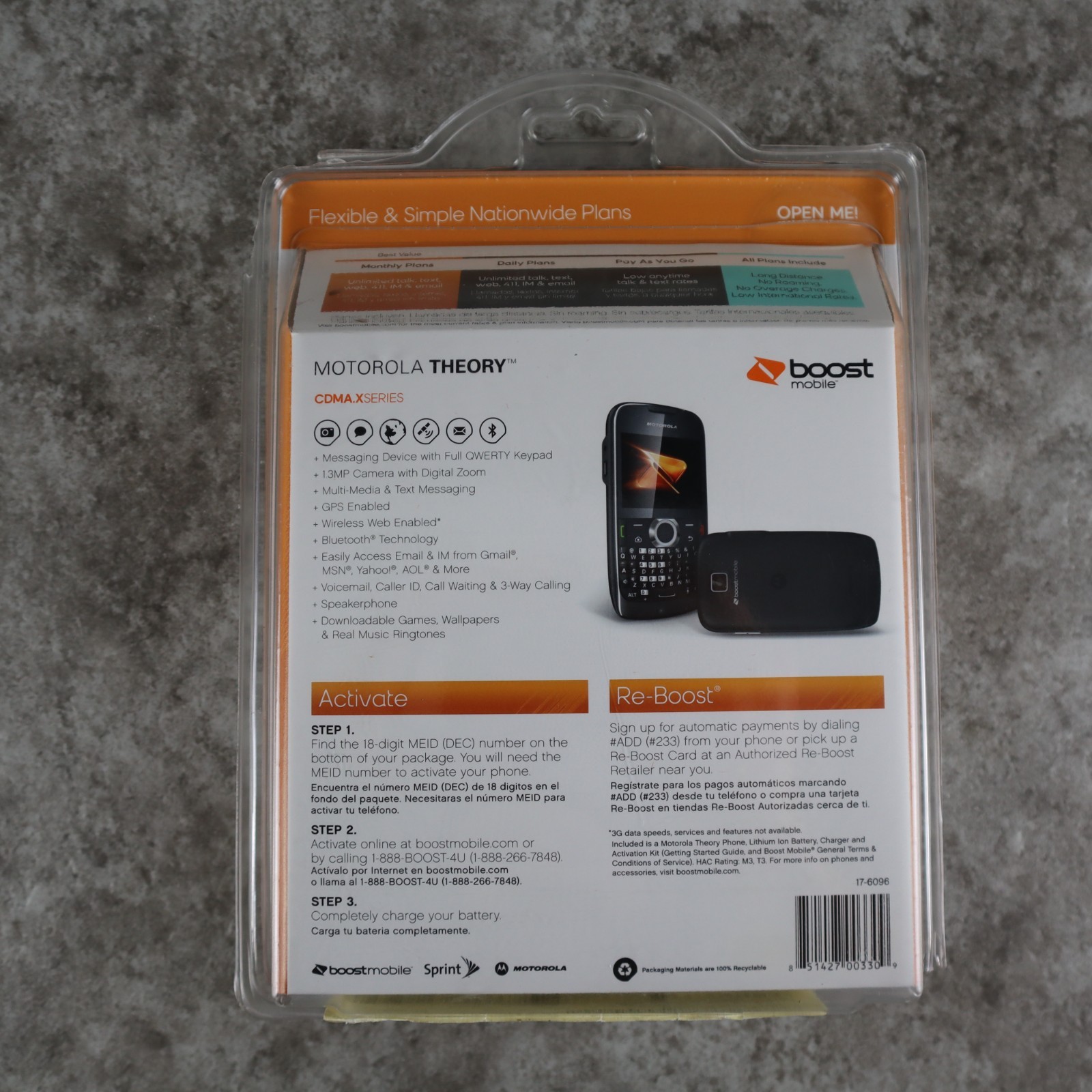 Motorola Theory Boost Mobile 13 MP Camera – Talk Text Web 411 IM Email