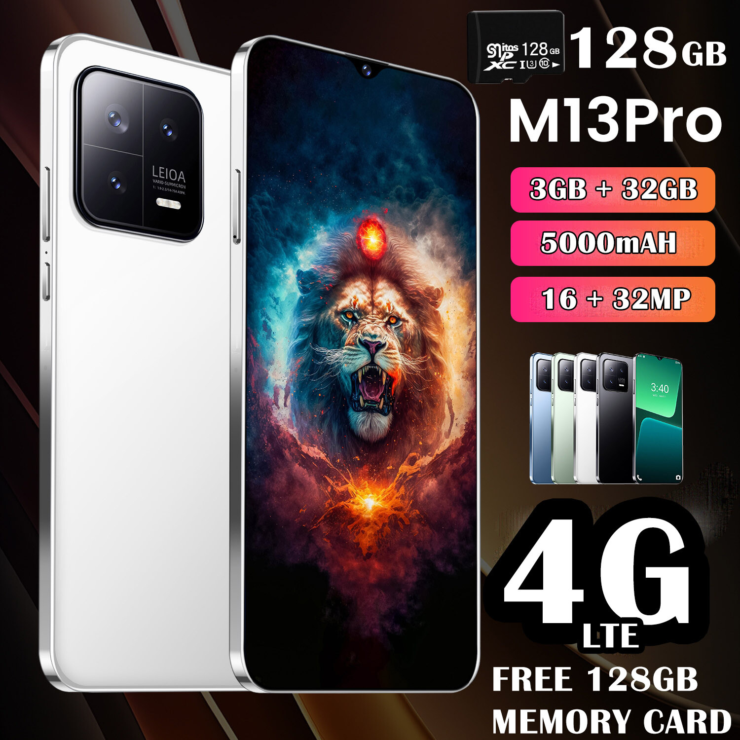 Global M13 PRO 6.8″ 128GB GSM Android Smartphone 4G LTE Unlocked Cell Phone