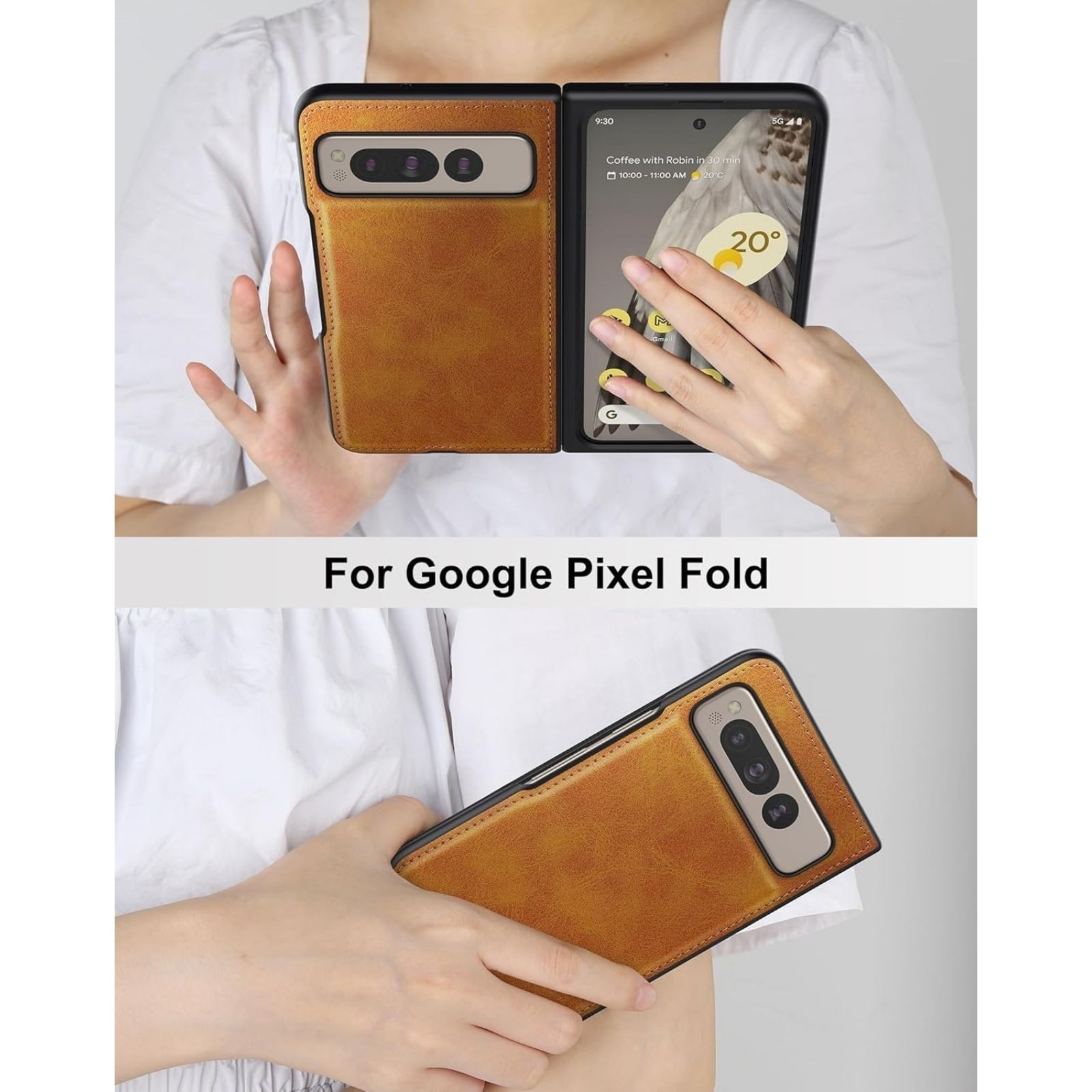 Google Pixel Fold 2023 PU Leather + Hard Case Ultra Thin Slim Shockproof Yellow