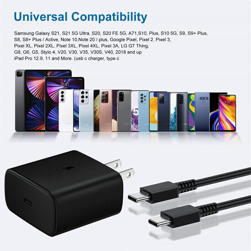 45W Super Fast Wall Charger + USB 6FT Cable For Samsung Galaxy S20 S23 S22 S21+