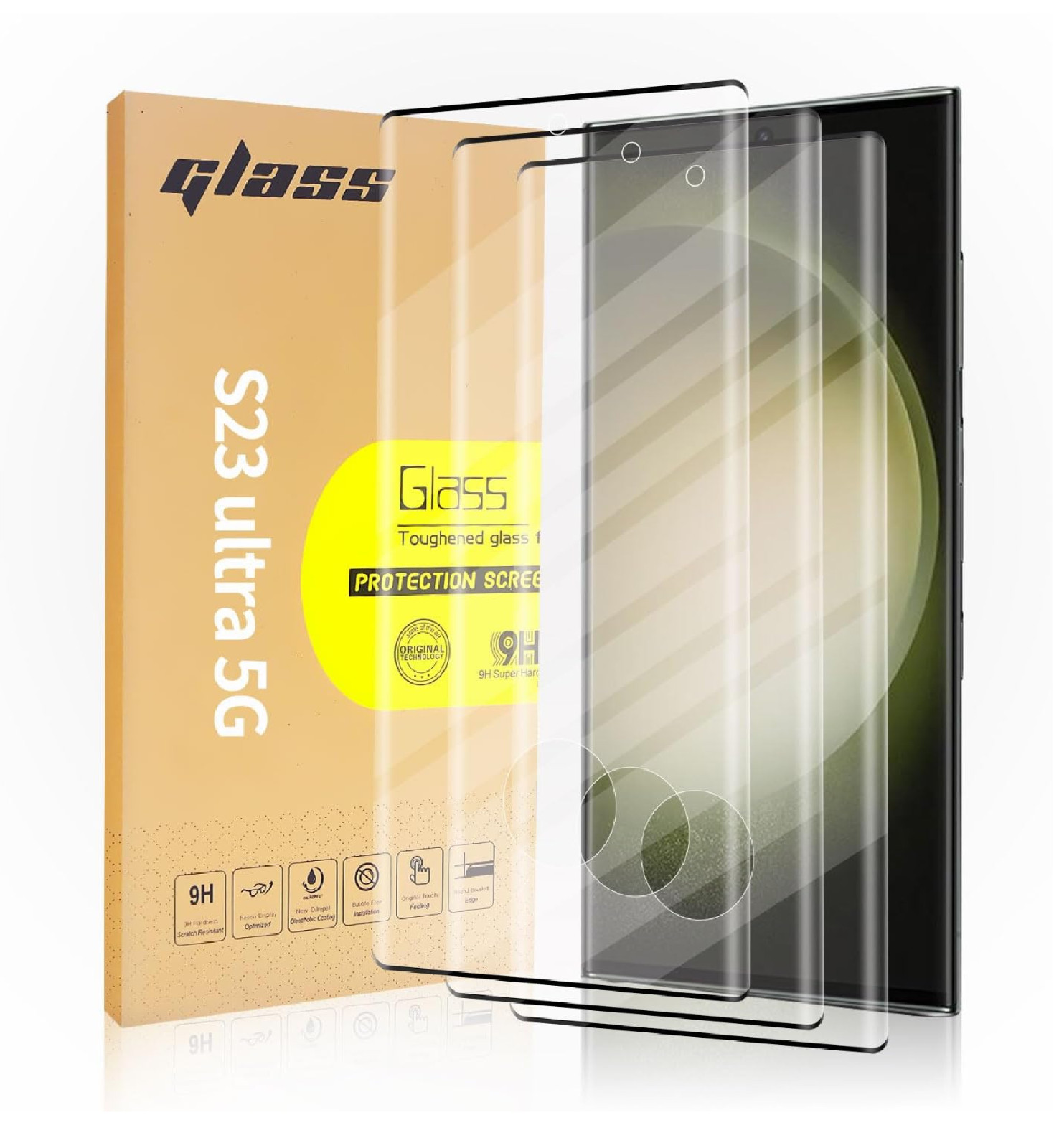3 Pack Curved Tempered Glass Screen Protector Applicable for Samsung Galaxy S23